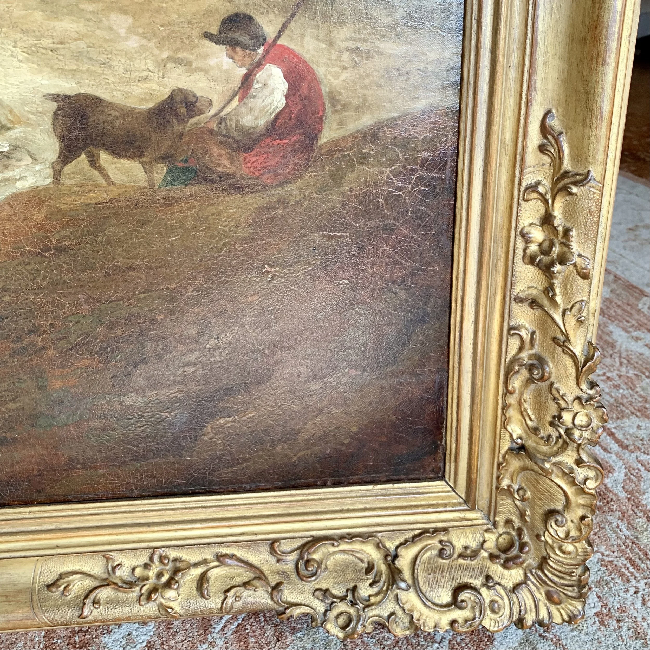 Large Oil on Canvas Landscape Attributed to George Morland