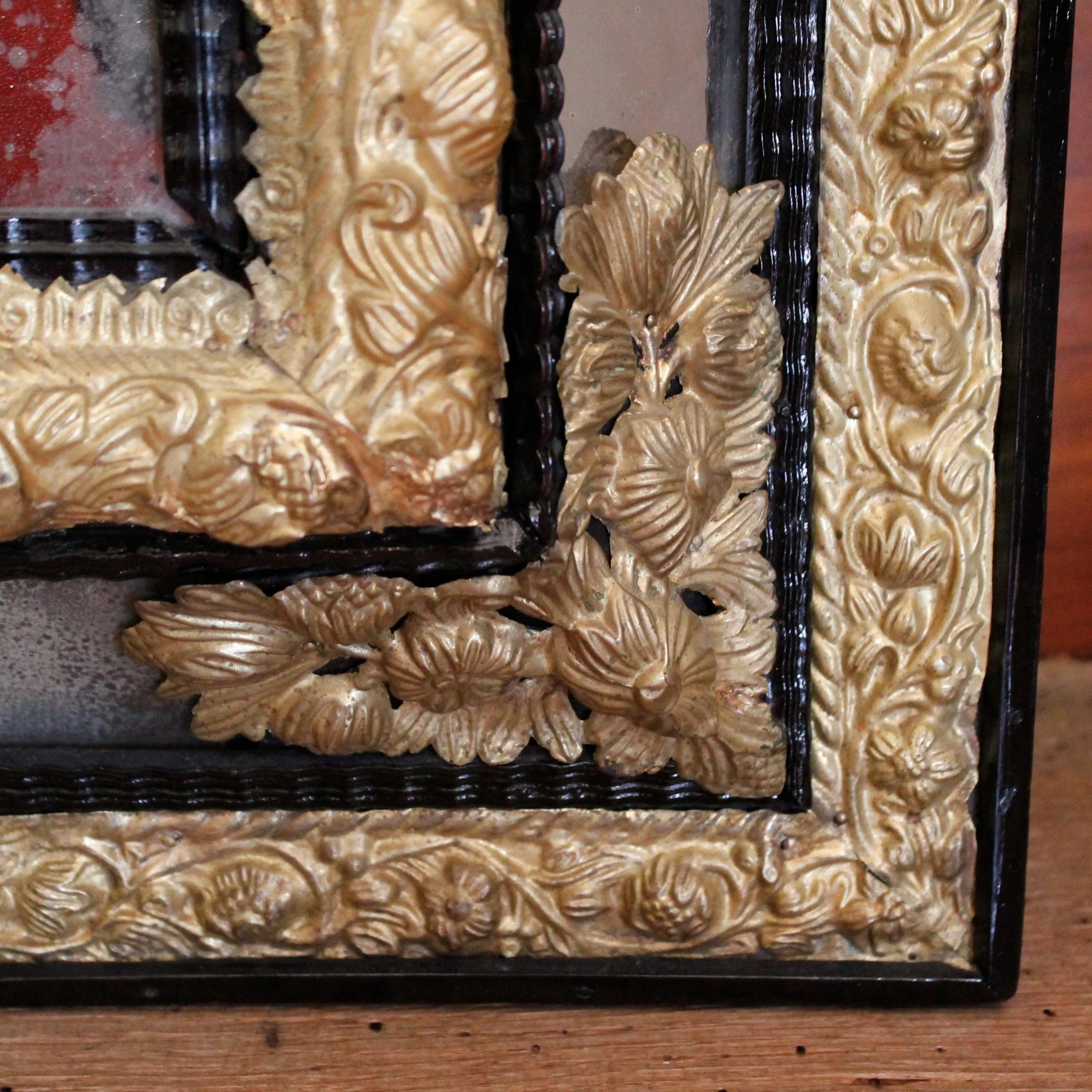 Dutch-Baroque-Style-Cushion-Mirror-With-Gilt-Brass-Repoussé -Mounts (6)-bottom