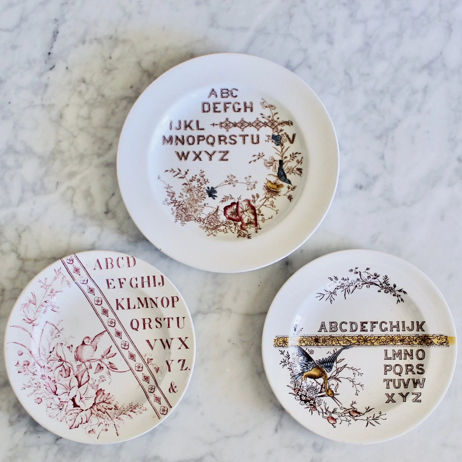 Antique Staffordshire Children's  Alphabet Plates