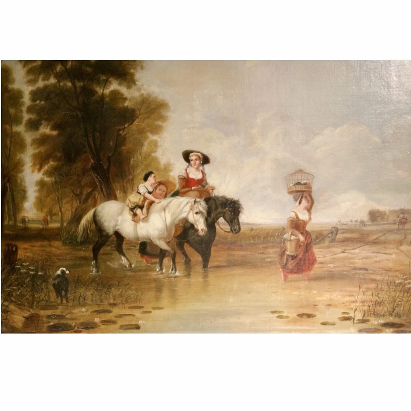 English Landscape Painting with Horses, after Callcott