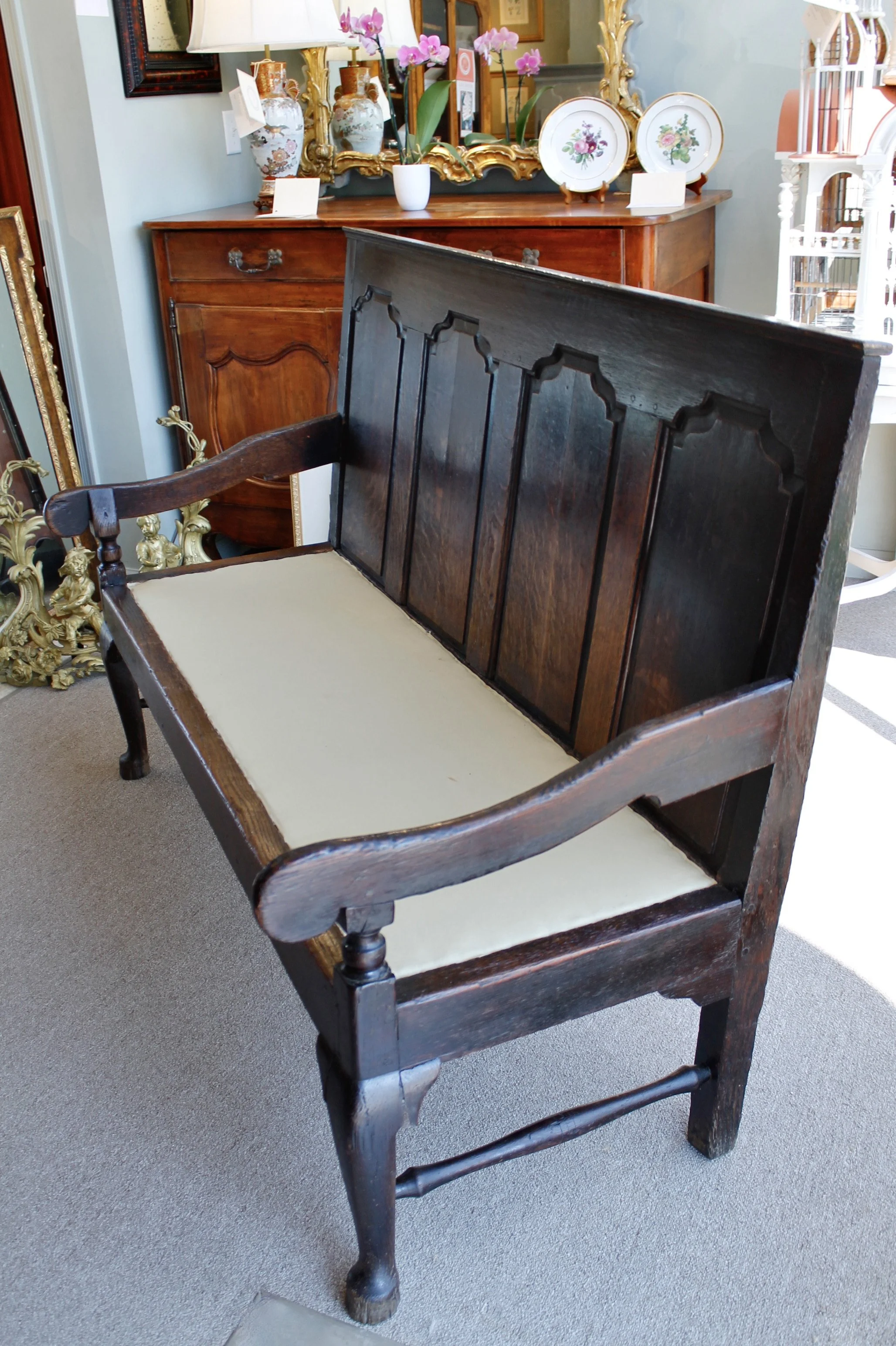 English Georgian Oak “Coachman’s” Bench