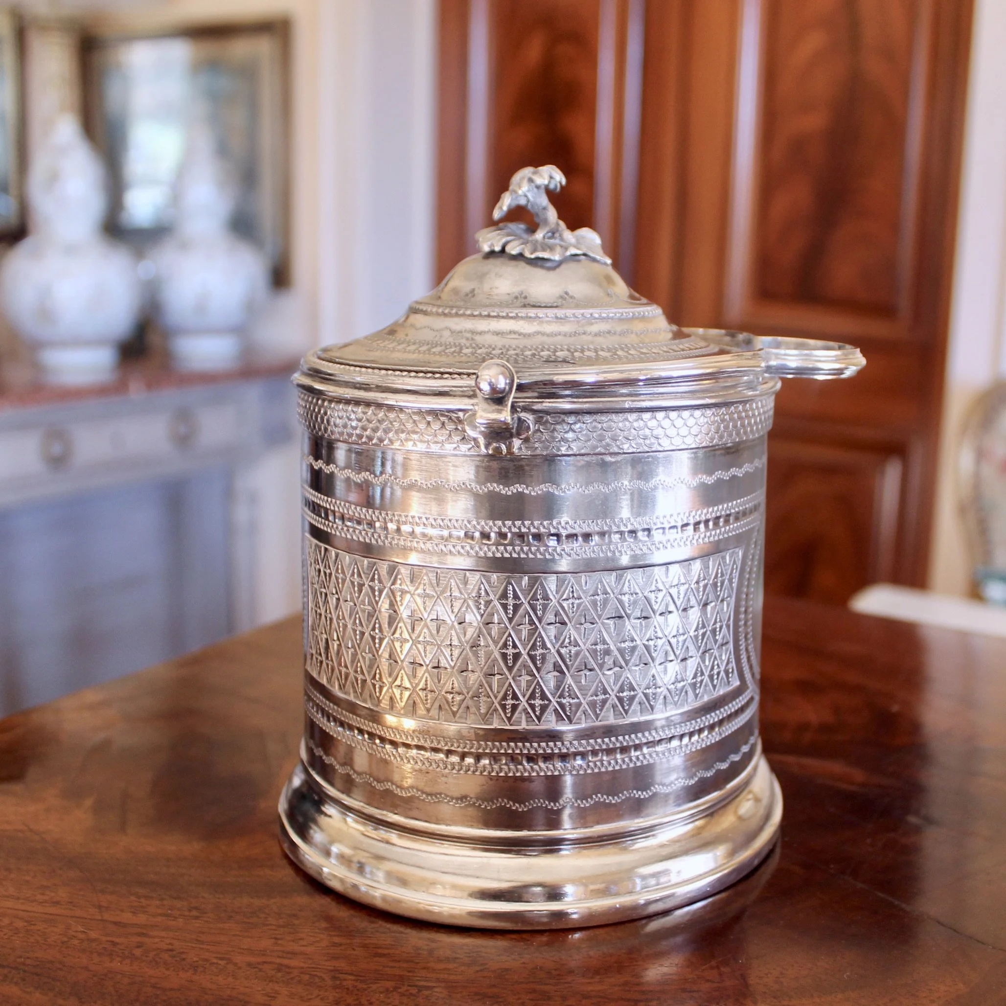 English Sheffield Silver Plate Biscuit Box by James Deakin & Sons