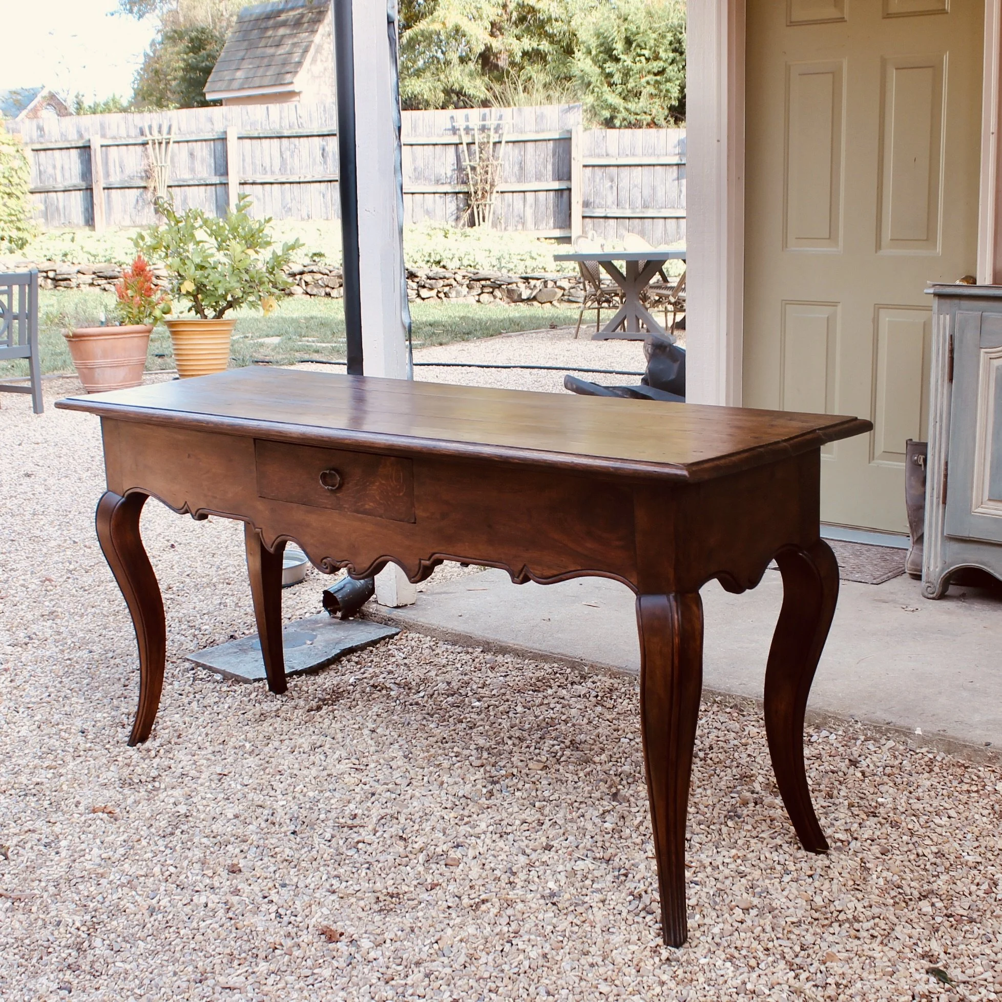 antique French oak walnut farm table