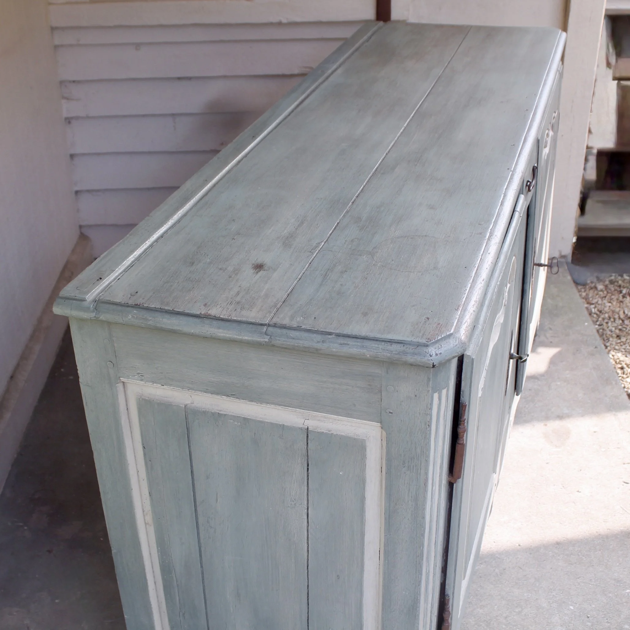 French Provincial Blue Painted Sideboard Buffet