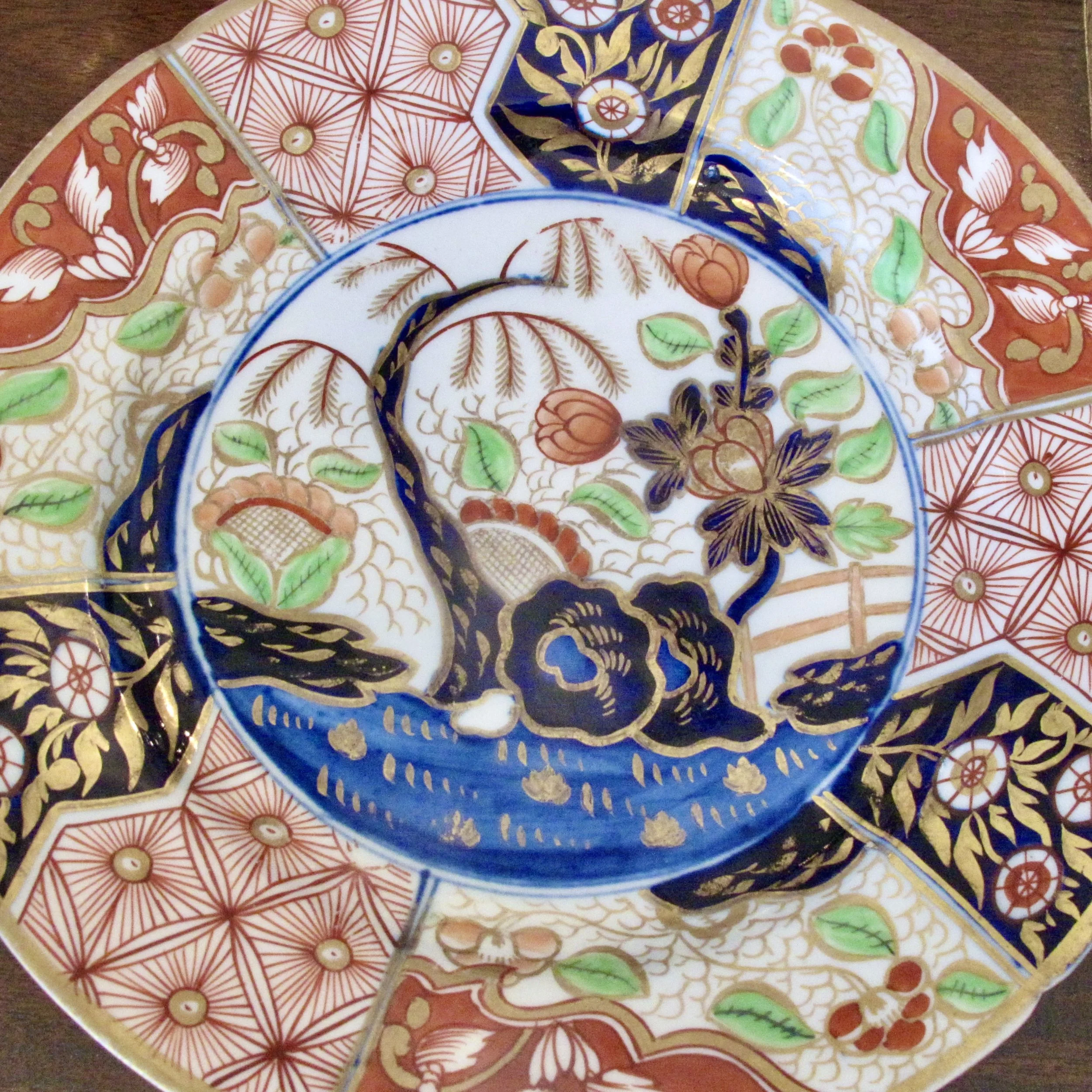 Coalport Gilt Imari Porcelain Plates "Rock and Tree" or "Money Tree" Pattern