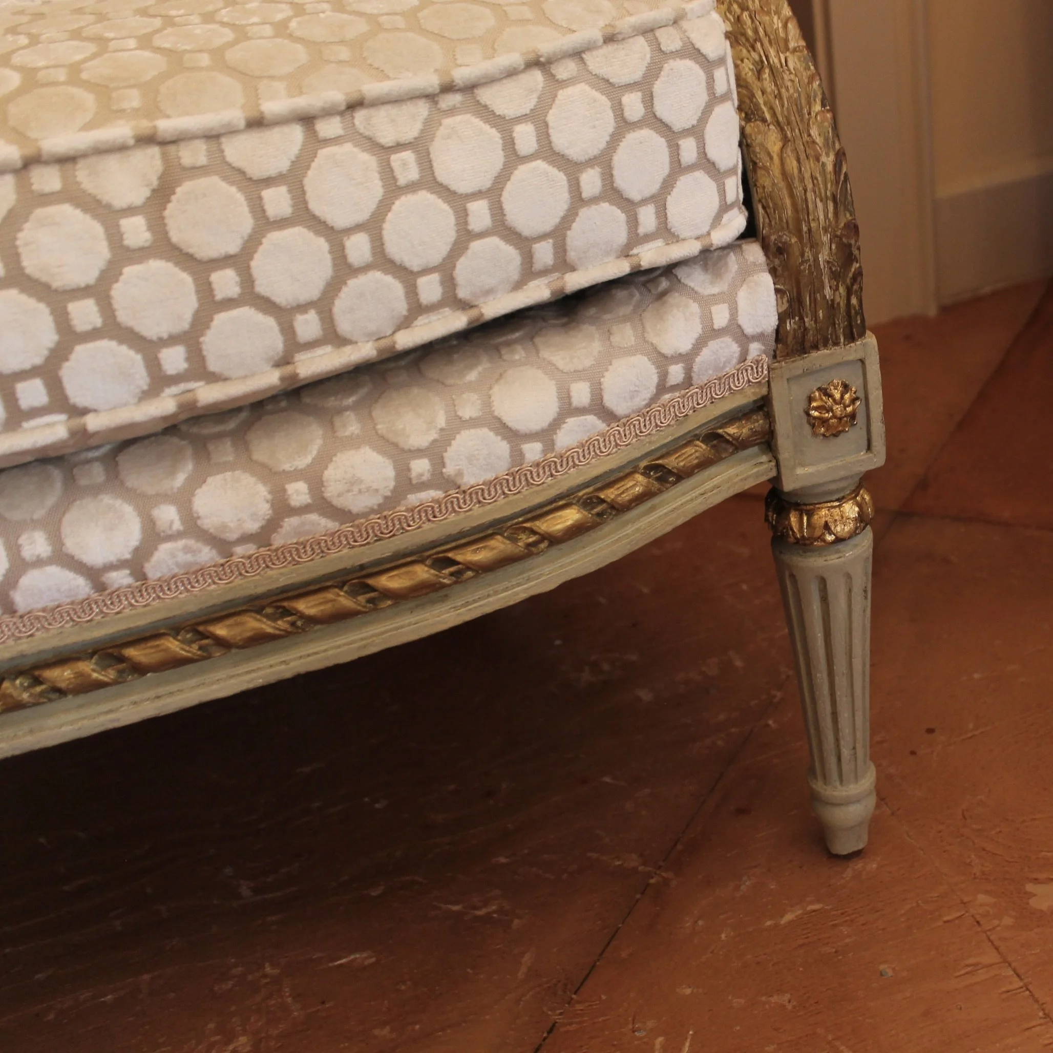 Large French  Painted Gilt Bergère Armchair