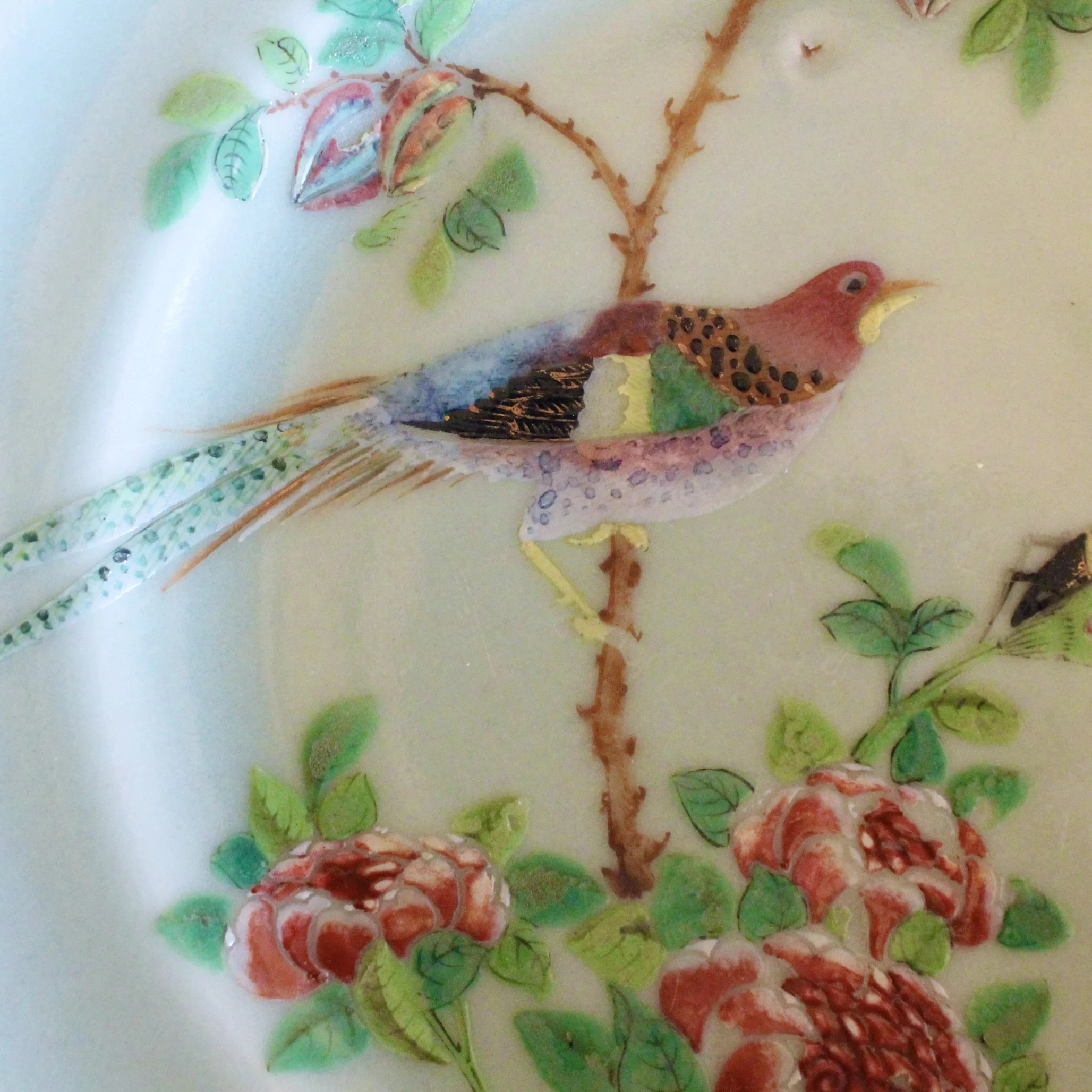 Celadon Porcelain Rose Canton Chinese Export Plates