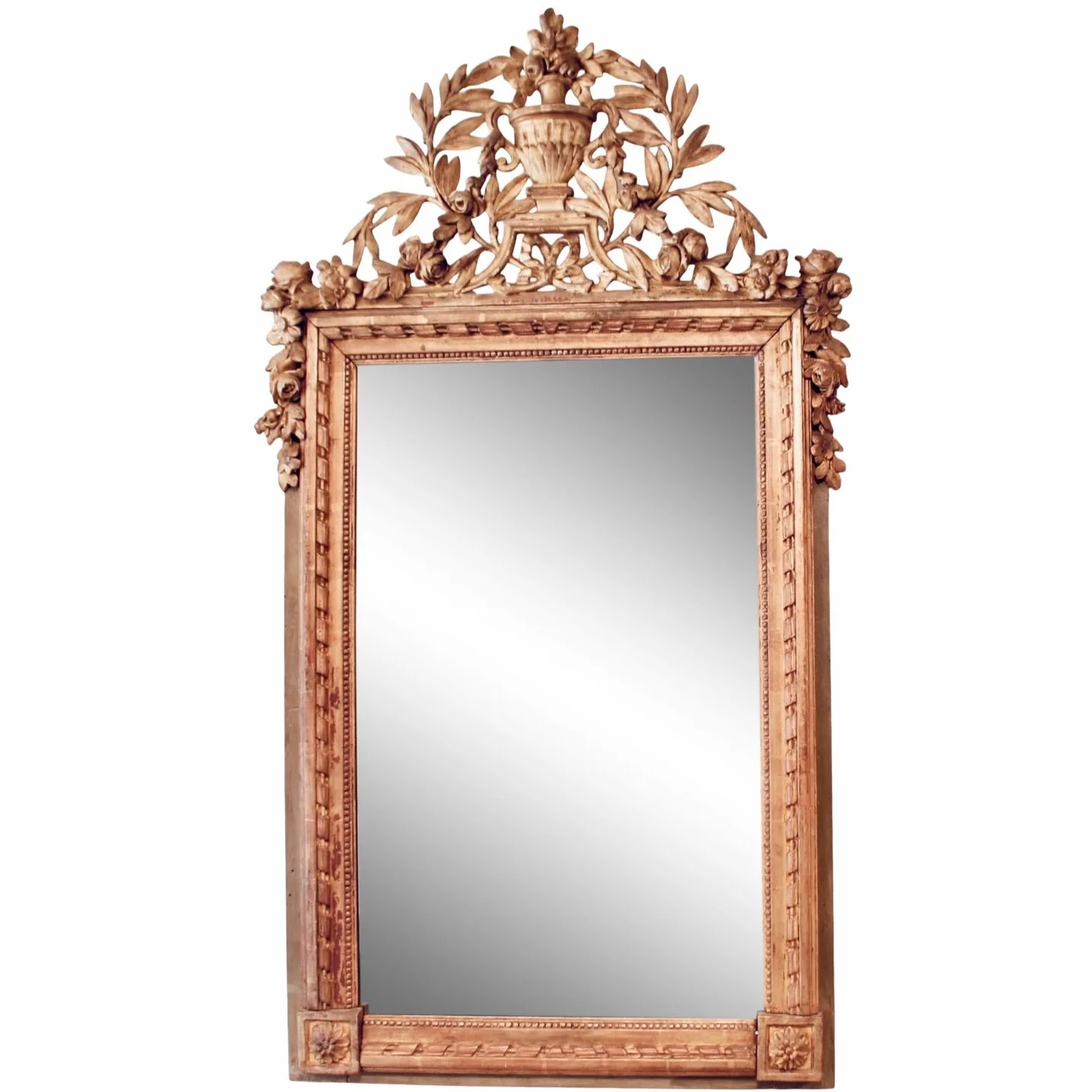 Louis XVI Neoclassical Carved Gilt Wood French Mirror