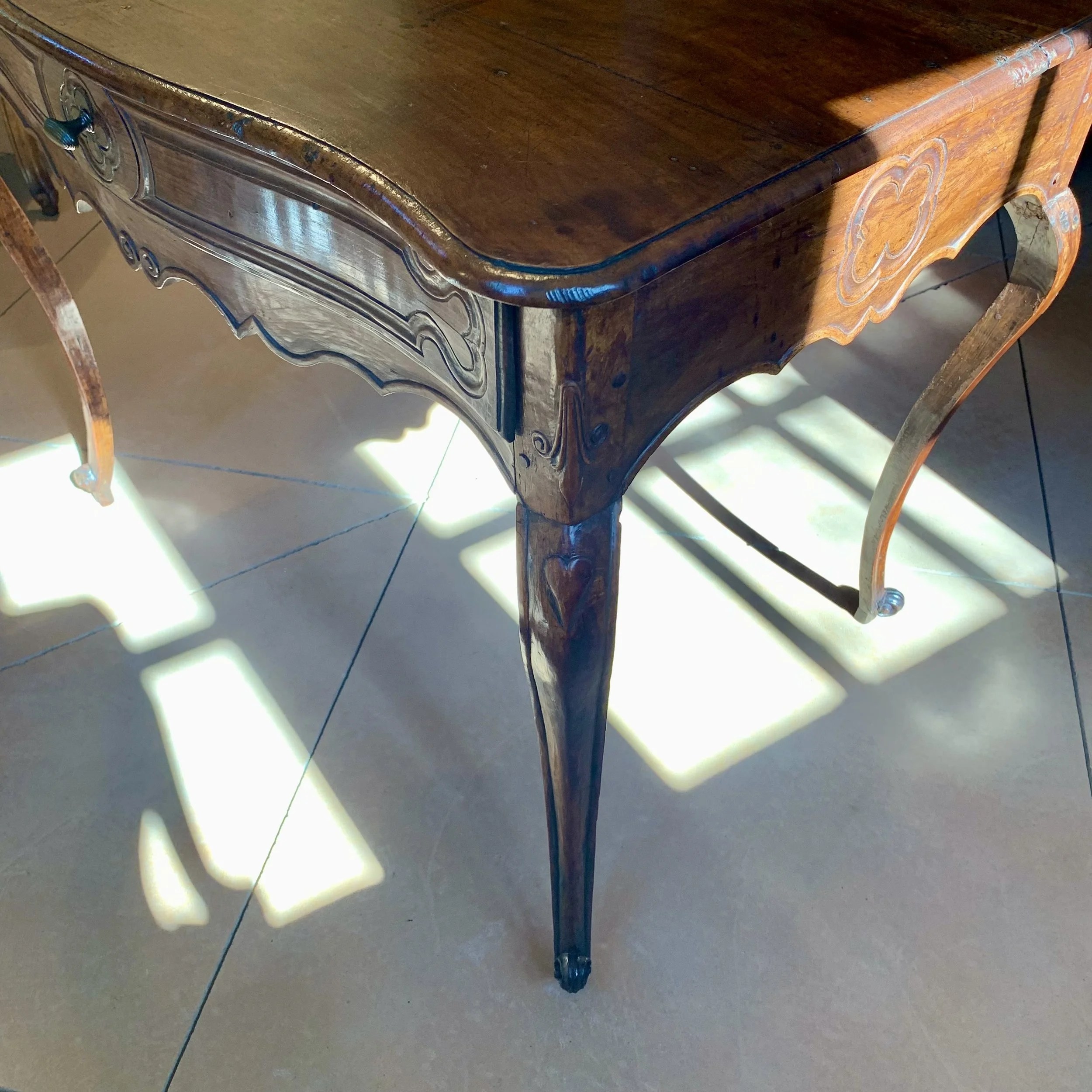 French Provincial Louis XV Period Carved Walnut Side Table
