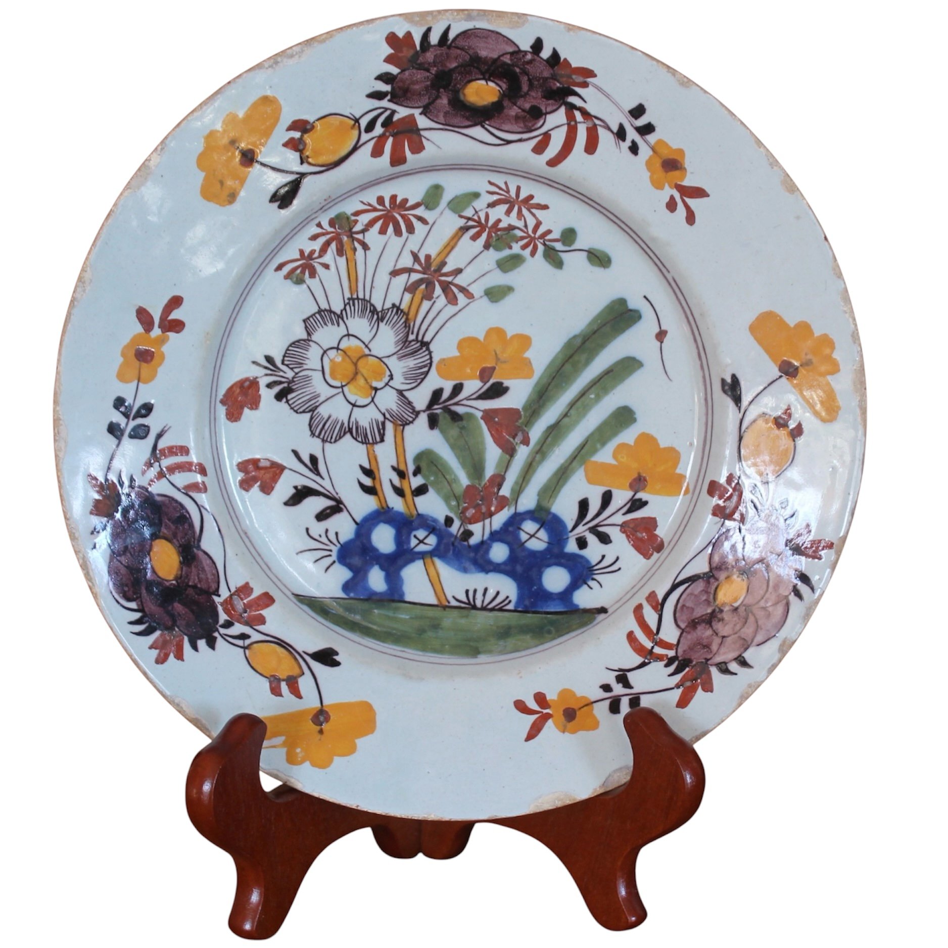18th century Delftware Plate with yellow