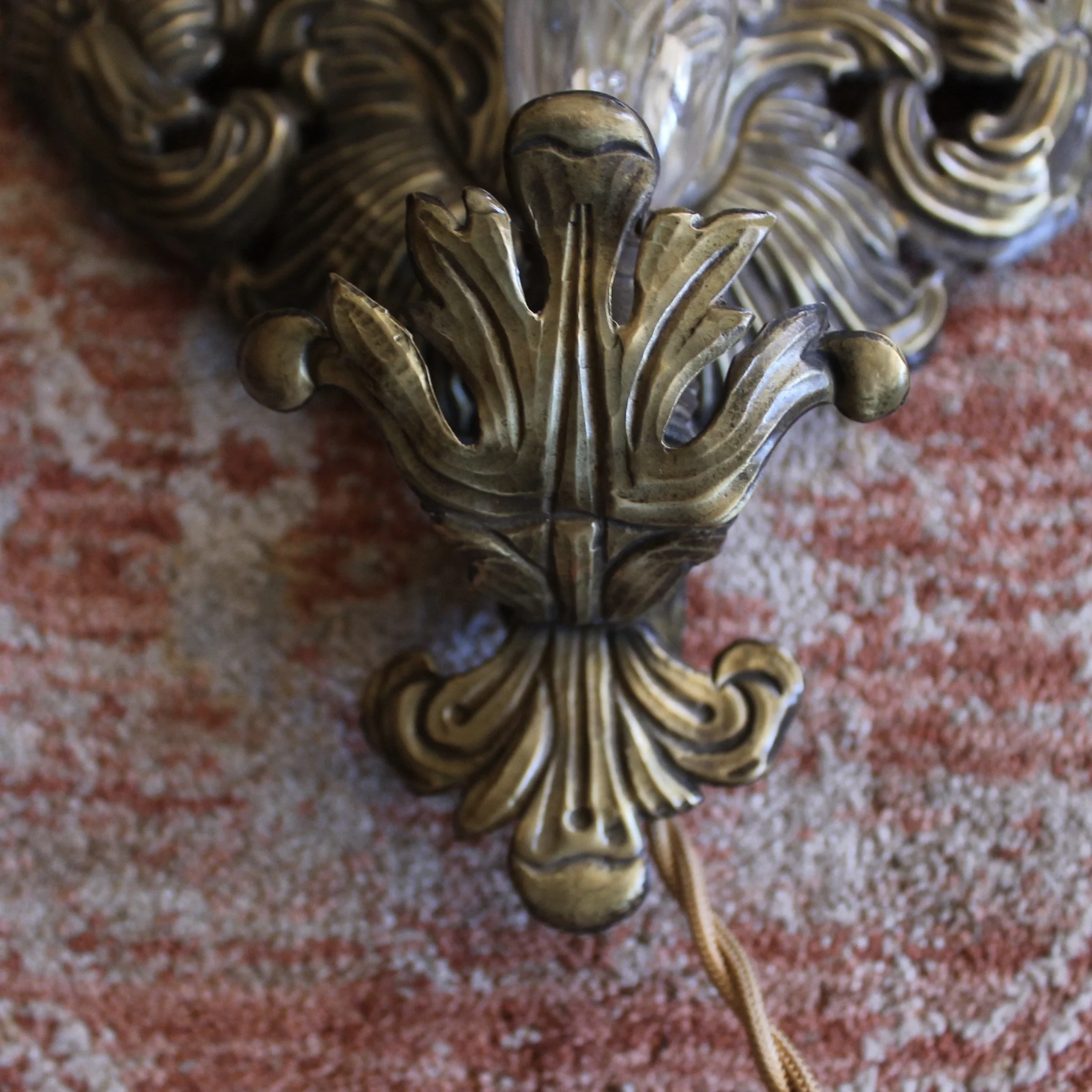 Pair Antique Brass Repoussé Sconces