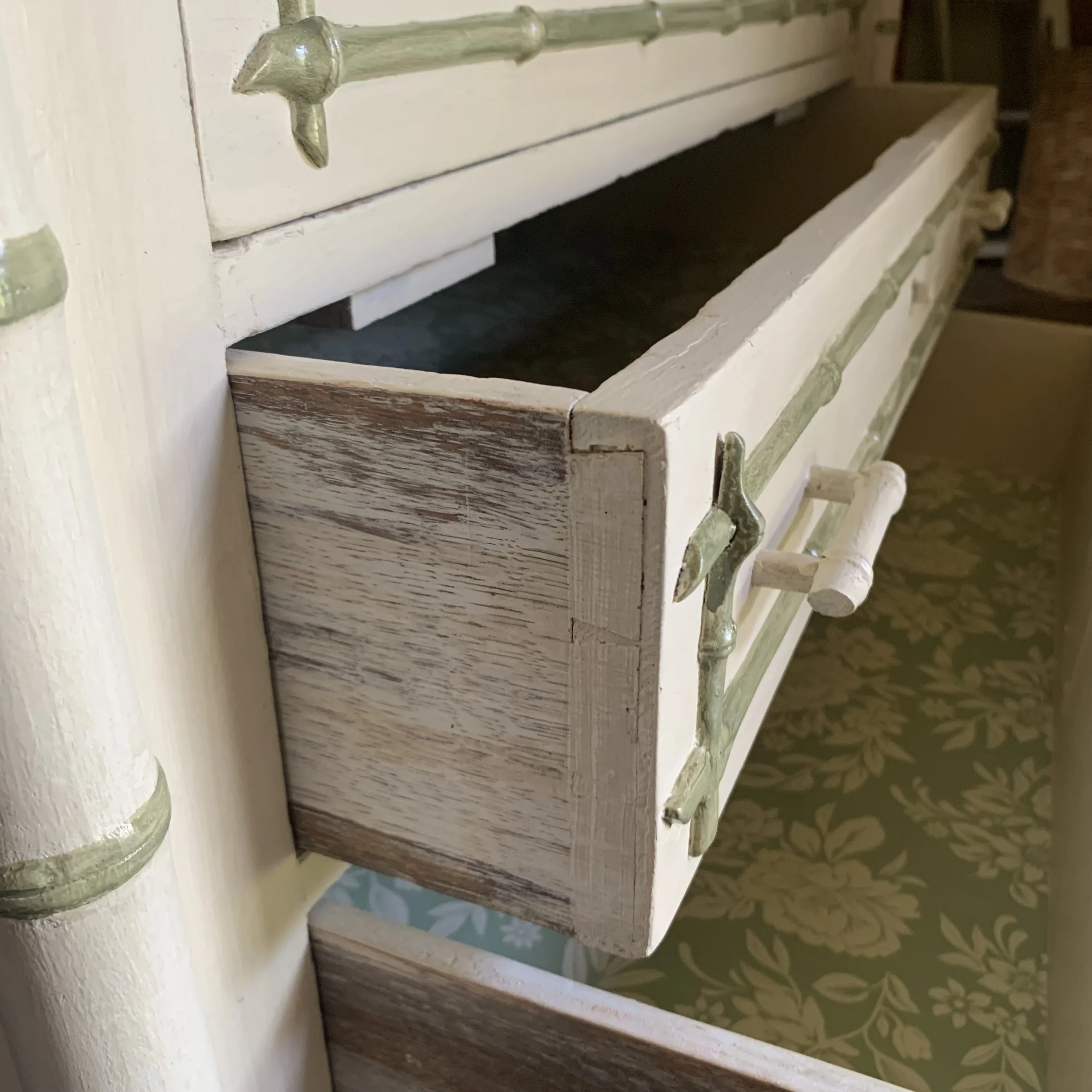 Small Antique French Chest of Drawers Bamboo Mouldings