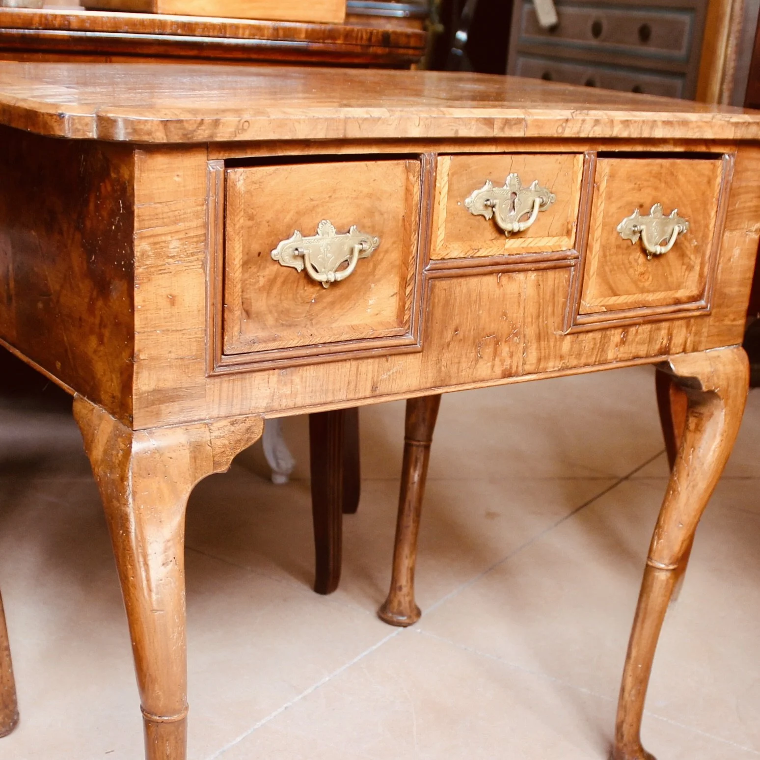 Queen Anne Period Burl Walnut Lowboy
