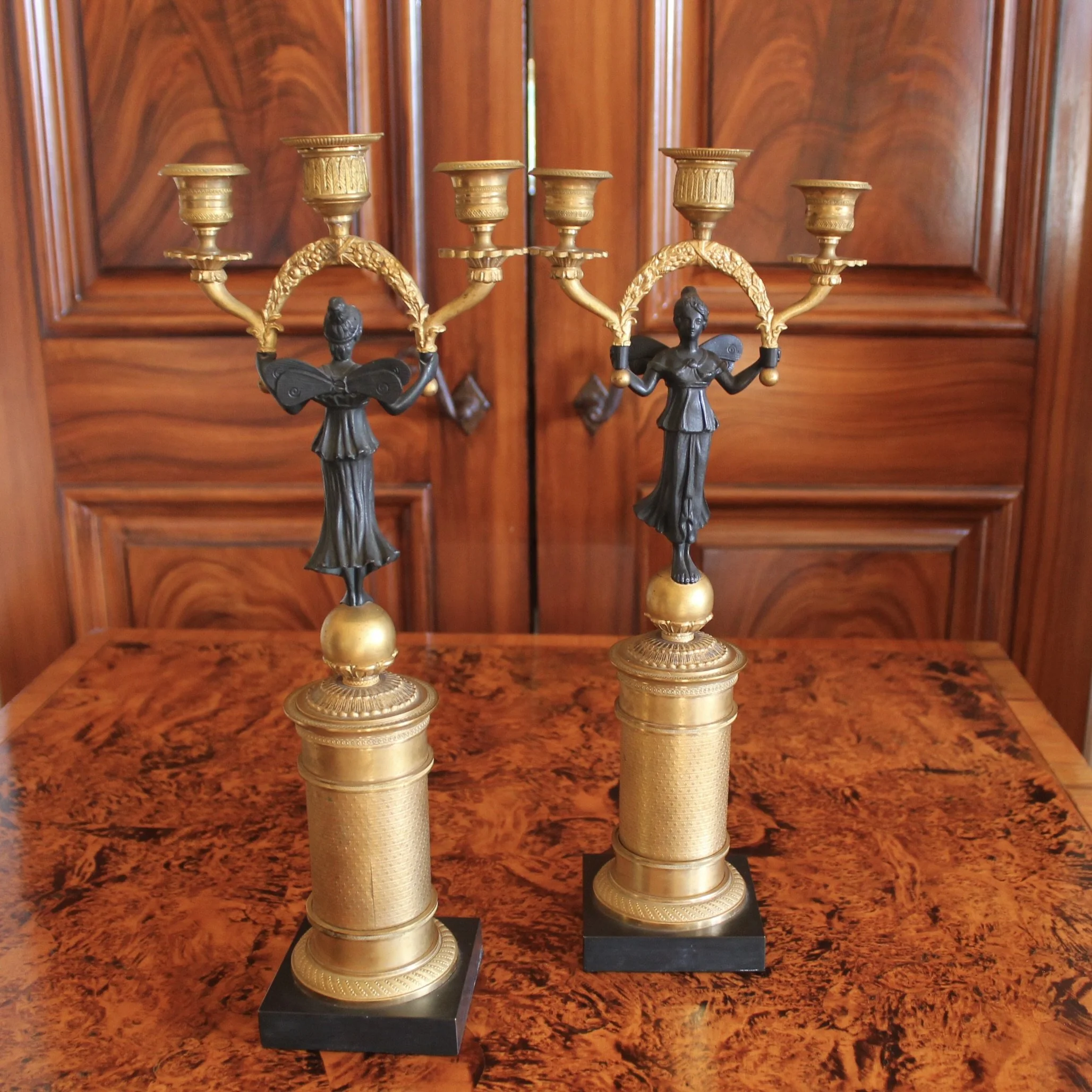 Continental Gilt Figural Neoclassical Candelabra