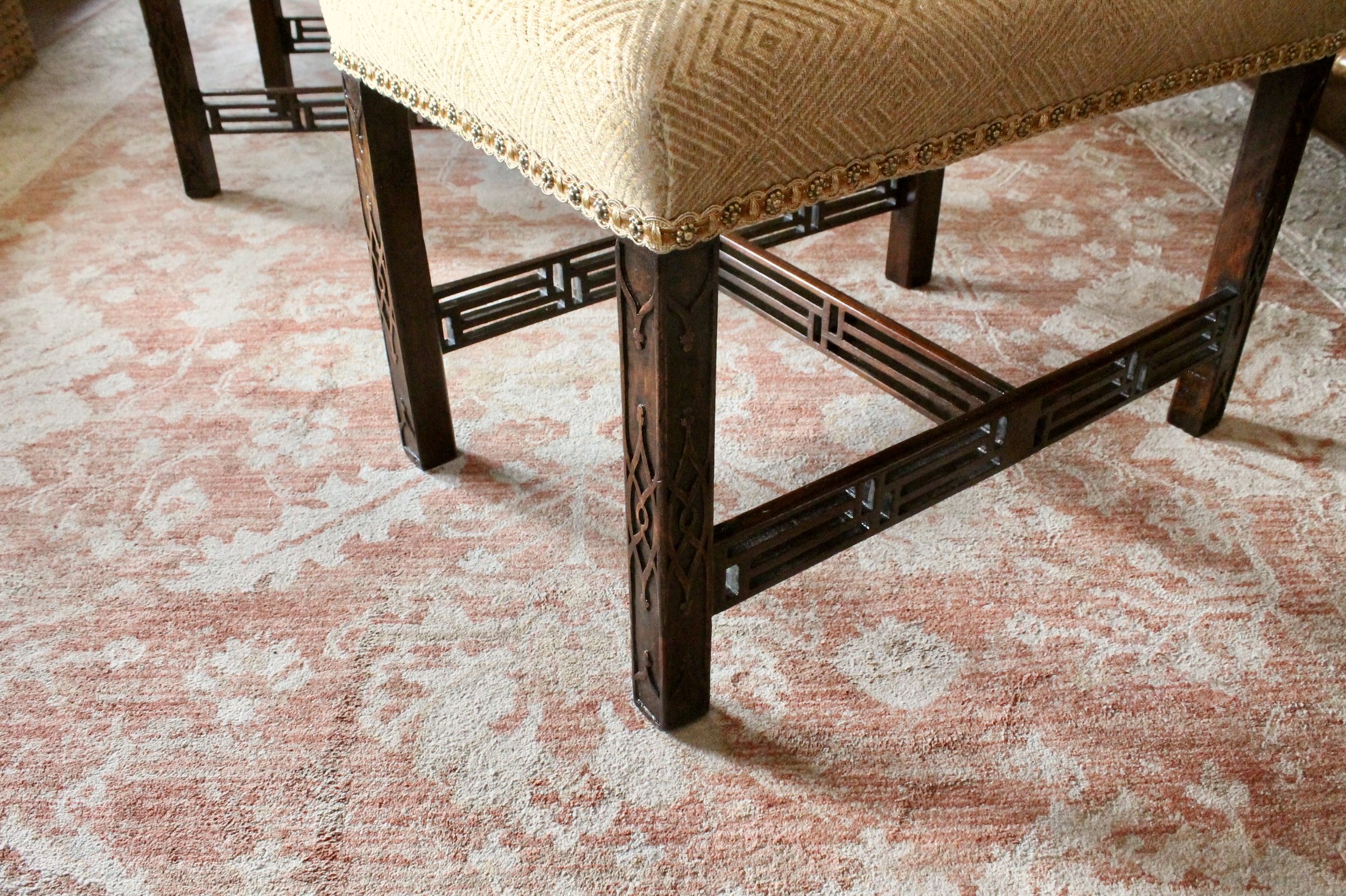 Pair of Georgian Period Chinese Chippendale Fretwork Benches