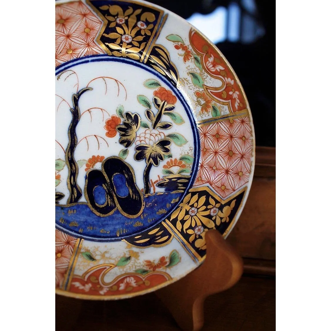 “Rock and Tree” Money Pattern Pattern English Imari Porcelain Tea Cup and Saucer