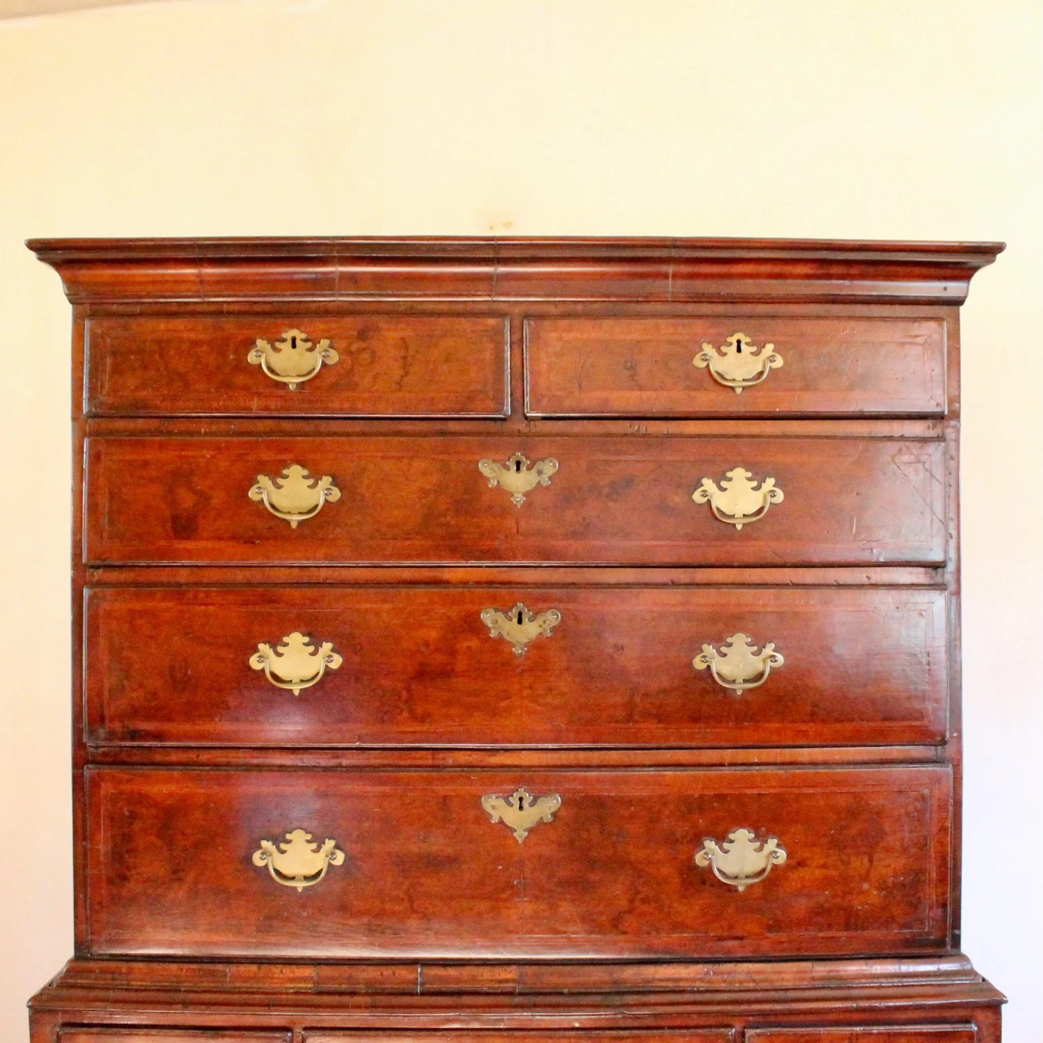 early-georgian-antique-english-burl-walnut-highboy-chest-on-stand (7)-front