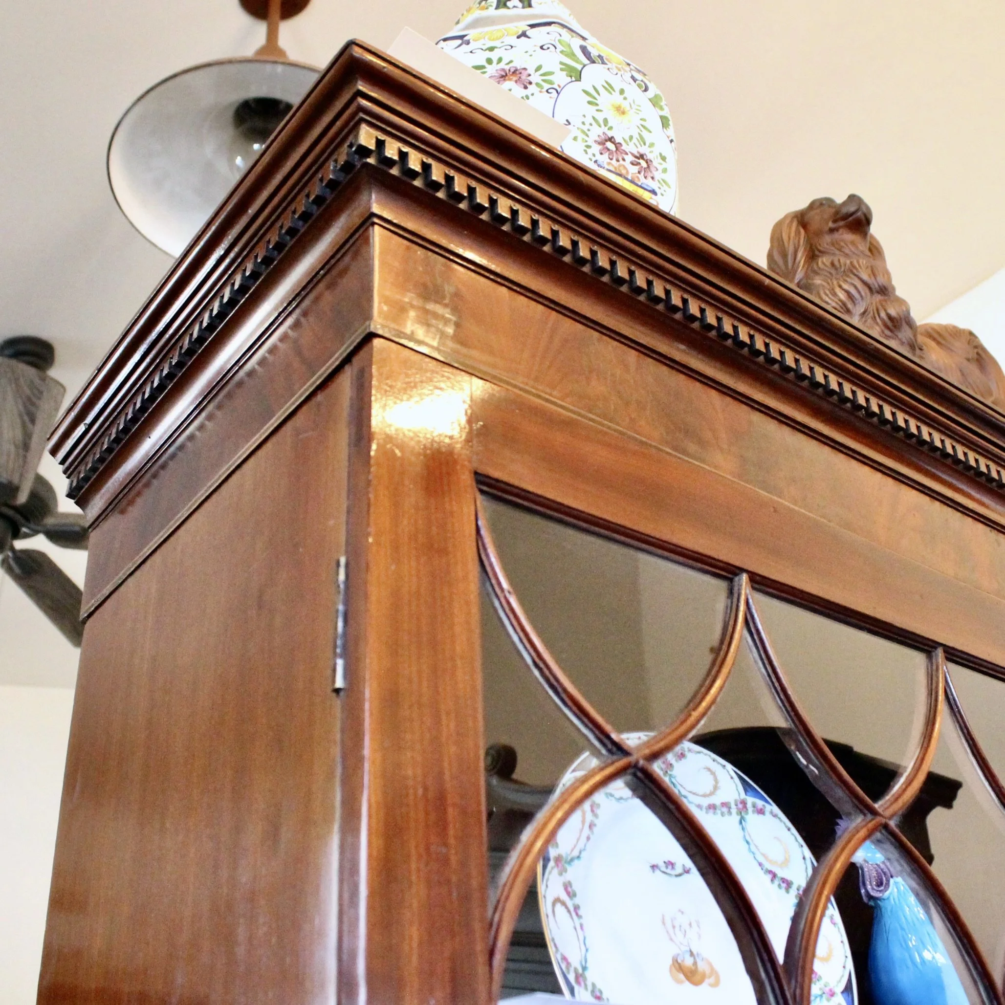 Georgian English Mahogany Glass Front Bookcase