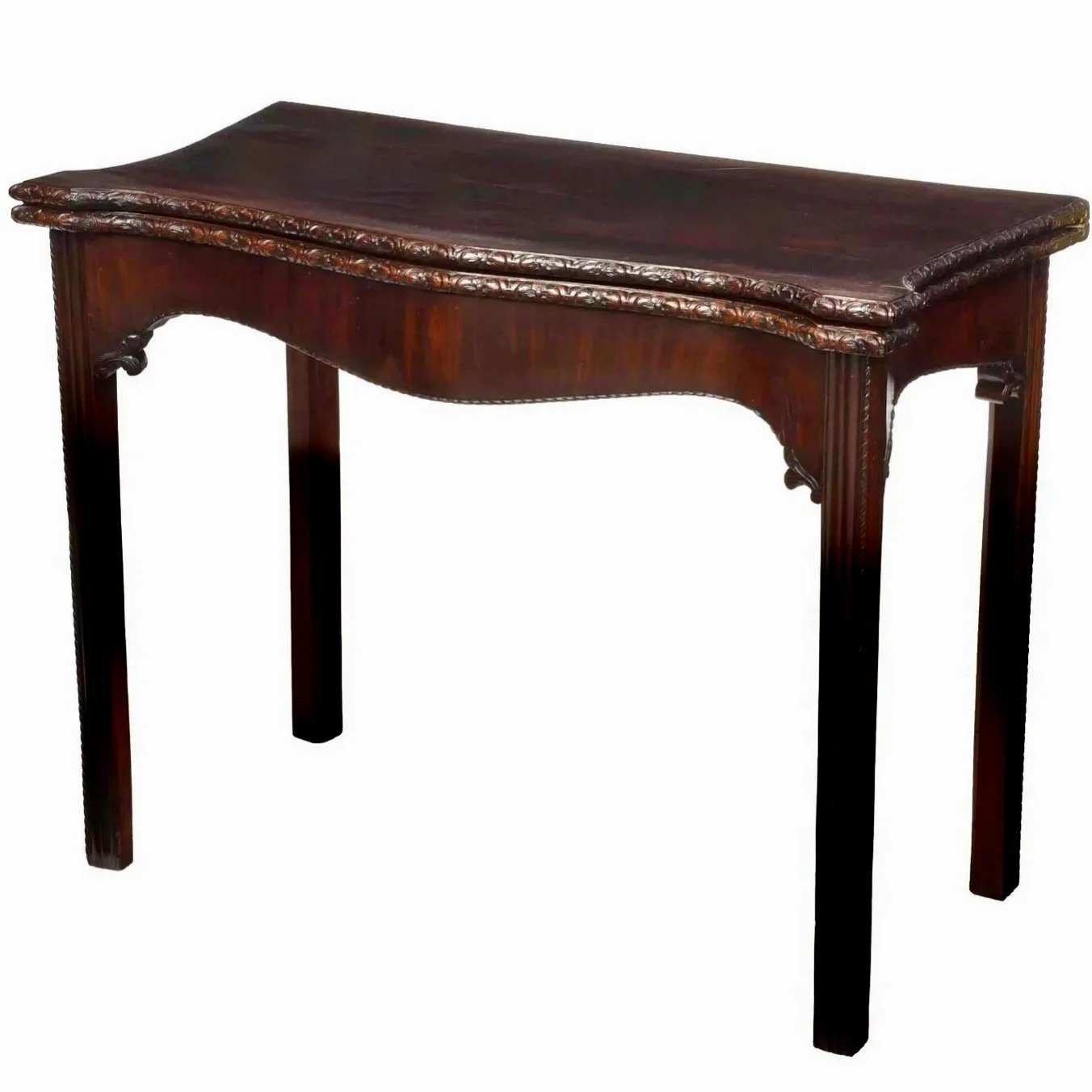 Irish-Mahogany-Game-Table-Carve Rosette-Edge