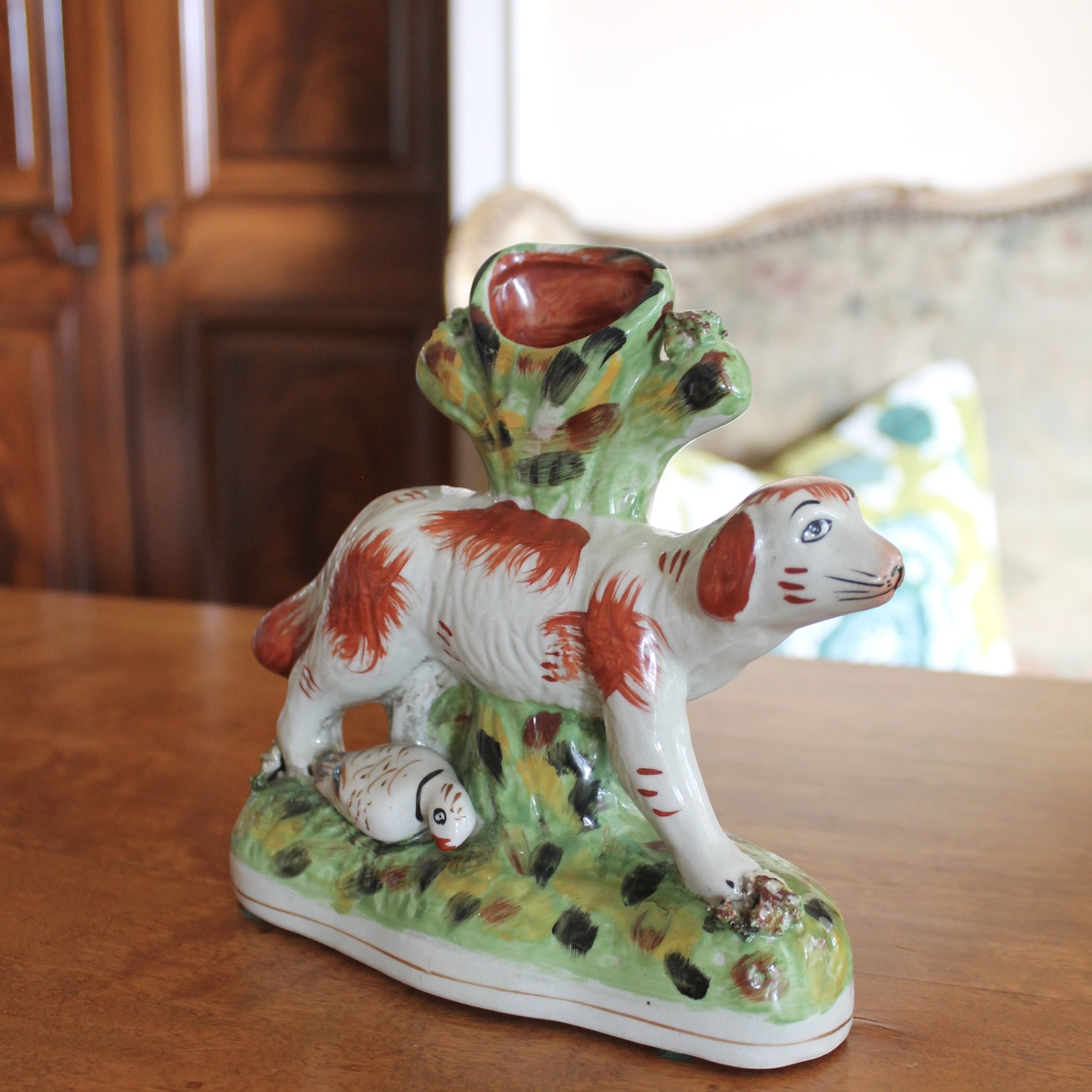 antique Staffordshire Bird Dogs