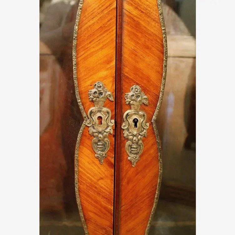 antique-French-tulipwood-marquetry-French-glass-front-cabinet (3)