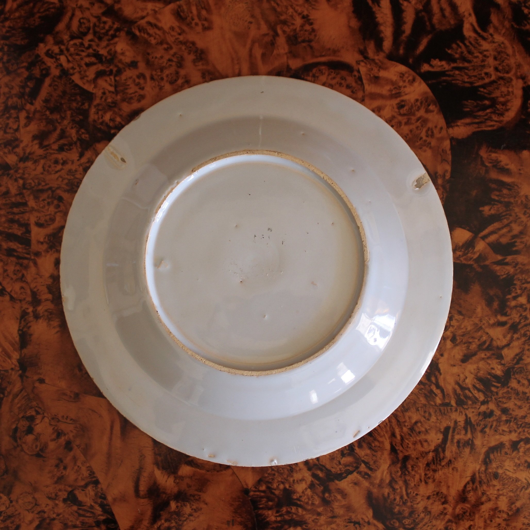 English Delftware Plate, Yellow and Lavender, 18th c.