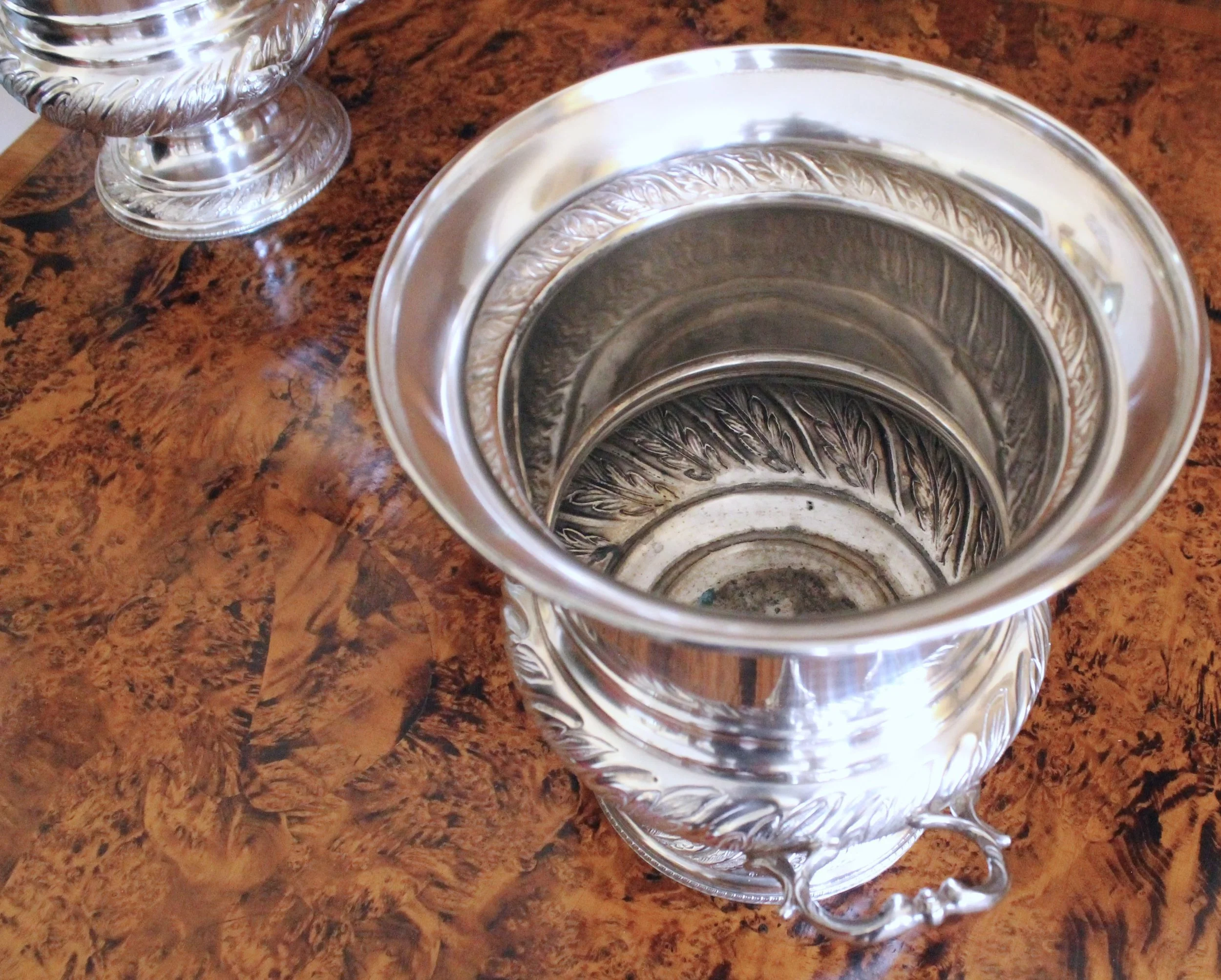 English Silver Plate Campagna Urns,  Champagne / Wine Coolers