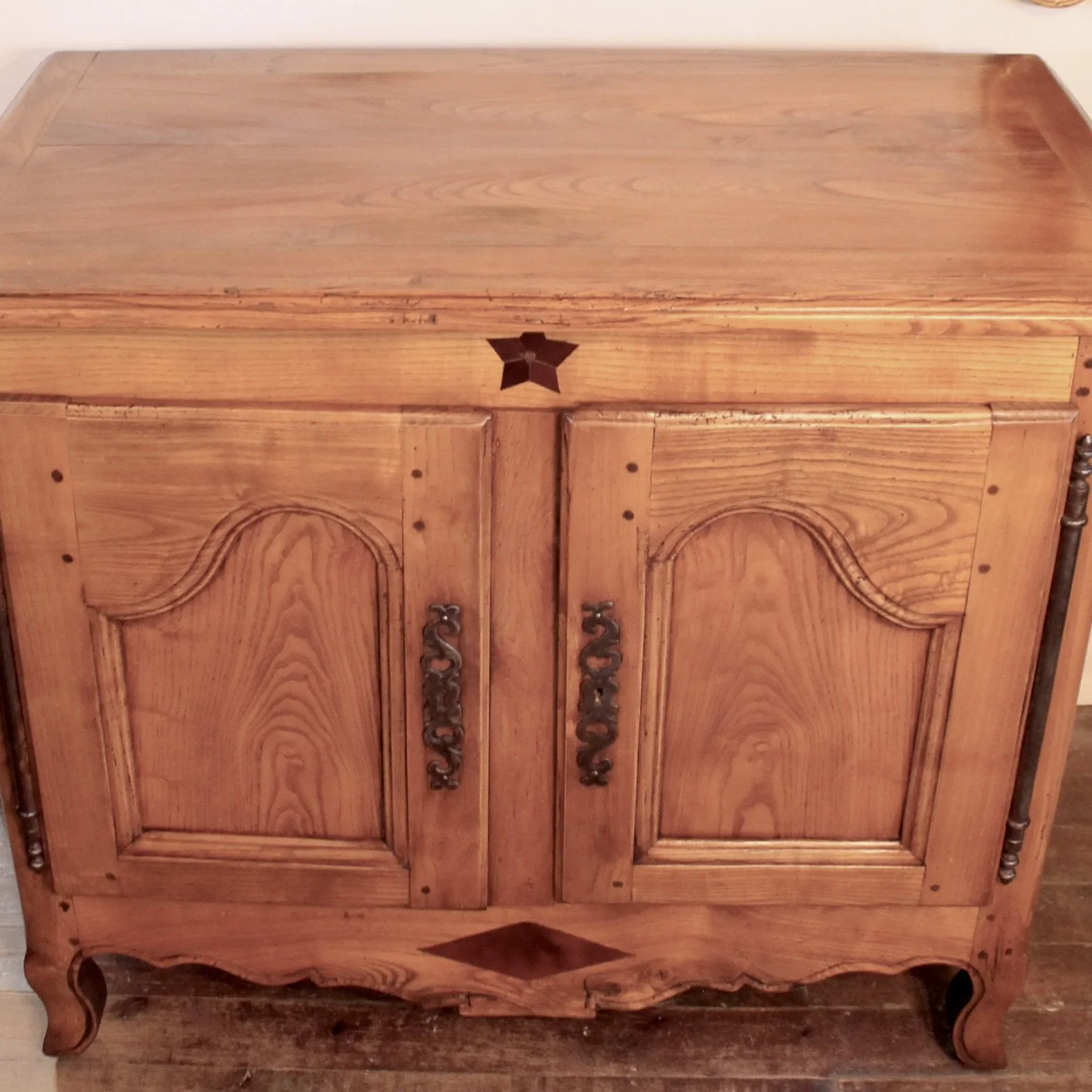 Small French Provincial Louis XV Elm Cabinet, 19th Century