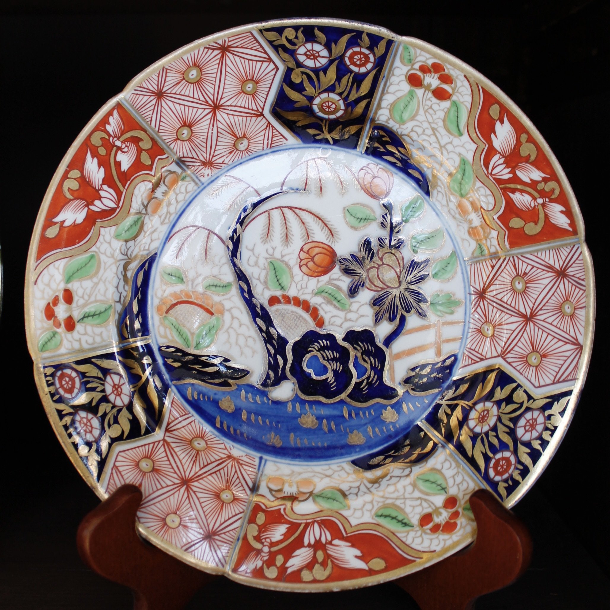 Coalport Gilt Imari Porcelain Plates "Rock and Tree" or "Money Tree" Pattern