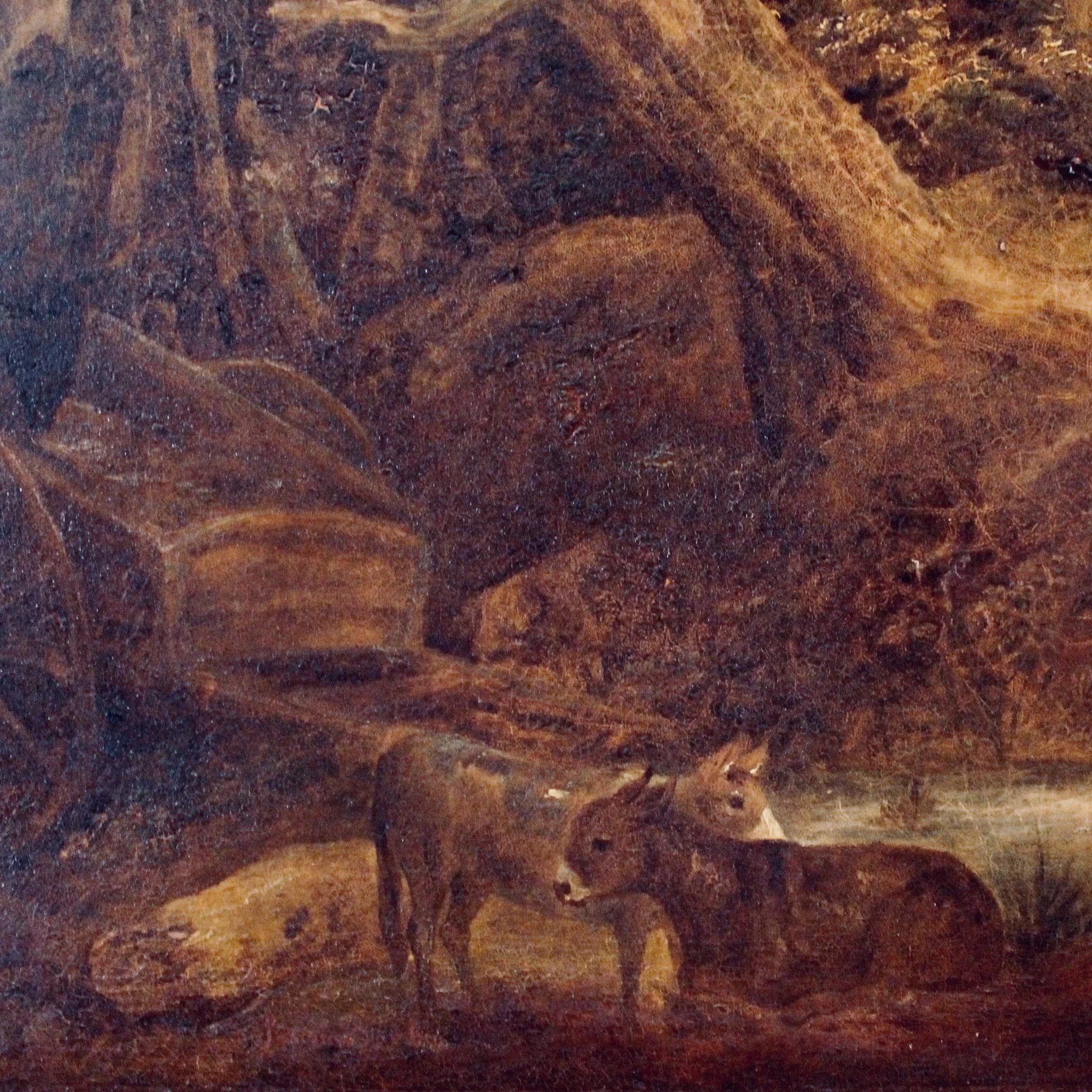 Large Oil on Canvas Landscape Attributed to George Morland