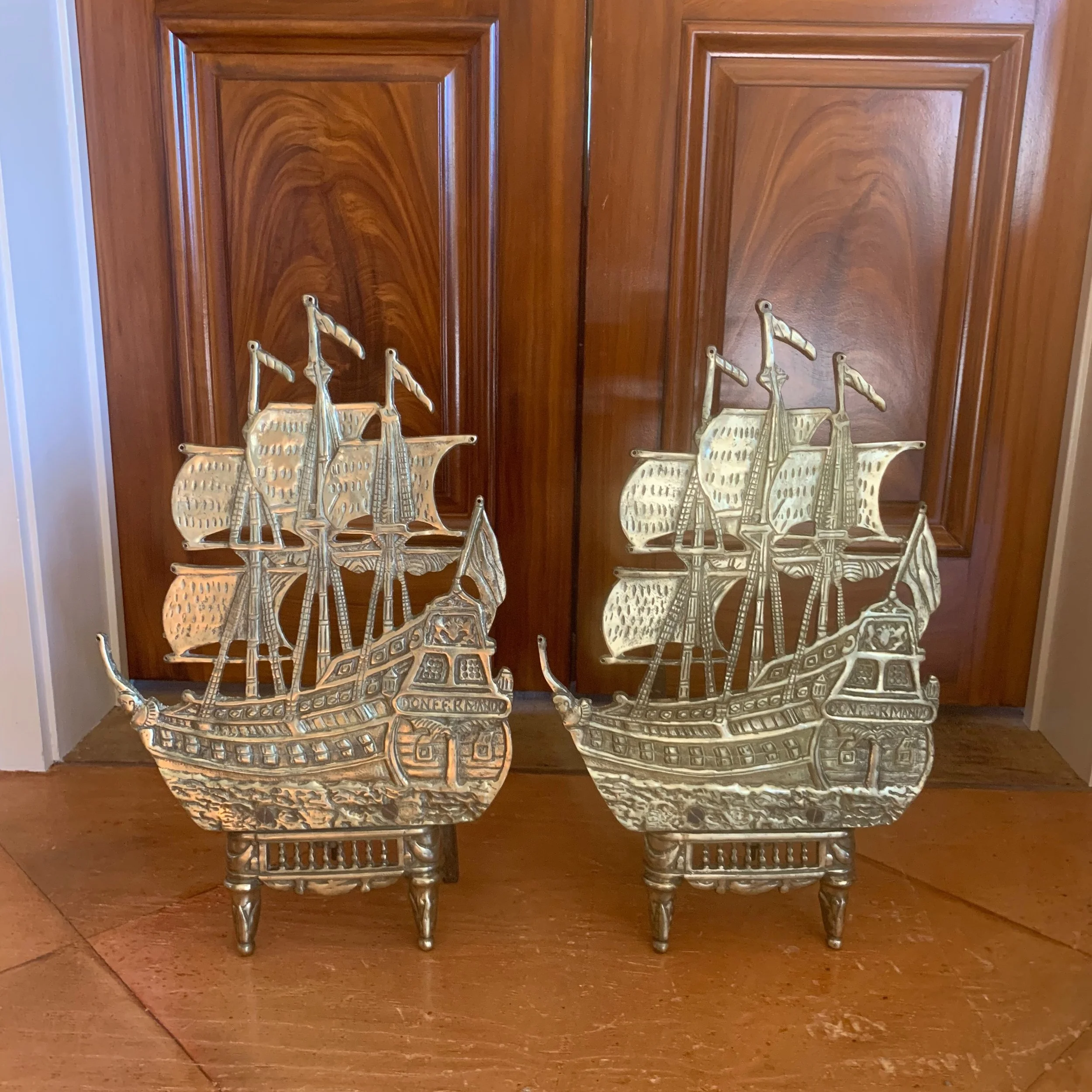 Antique-Brass-Spanish-Galleon-Ship-Andirons (2)