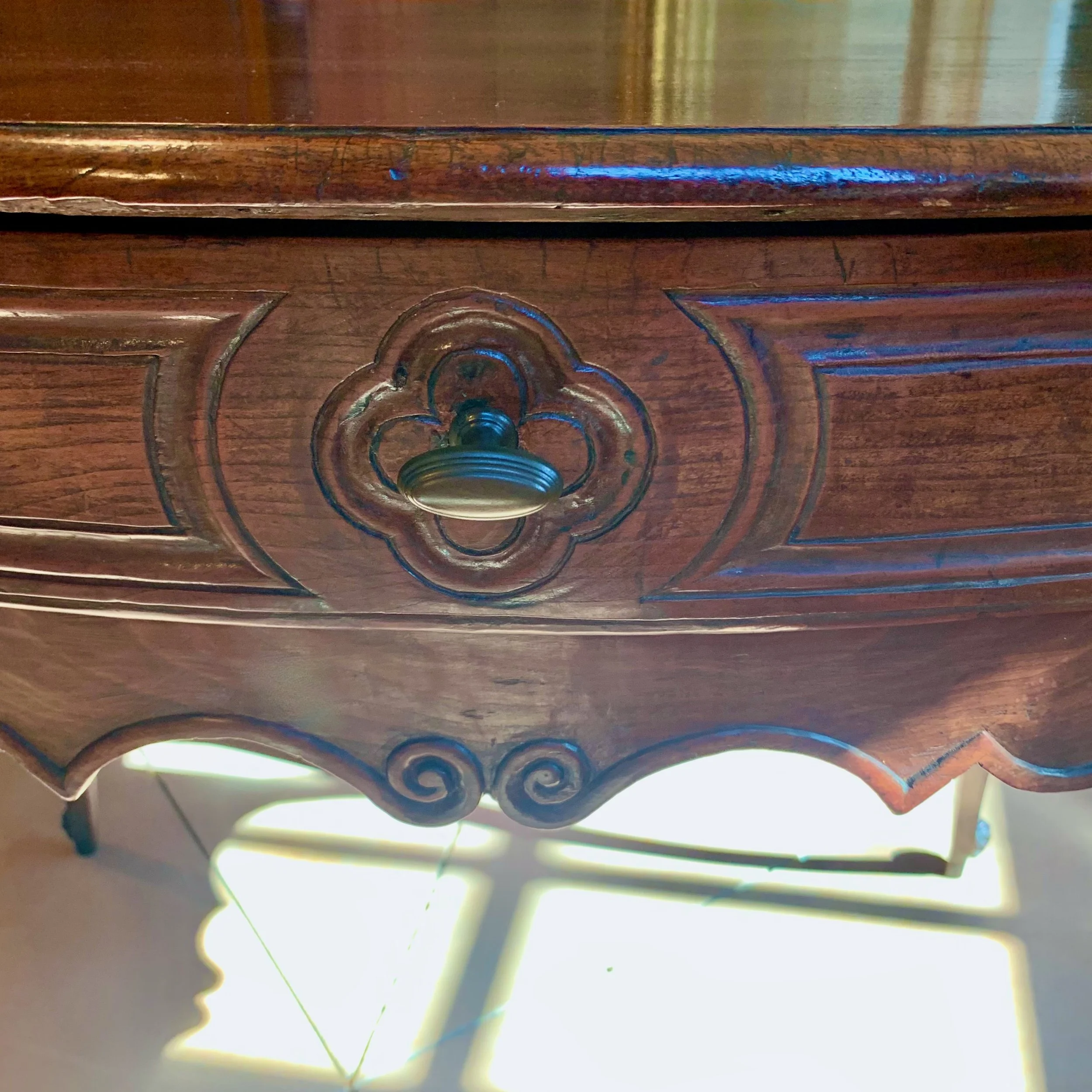 French-Provincial-Louis-XV-Period-Carved-Walnut-Writing-Table-Side-Table-front