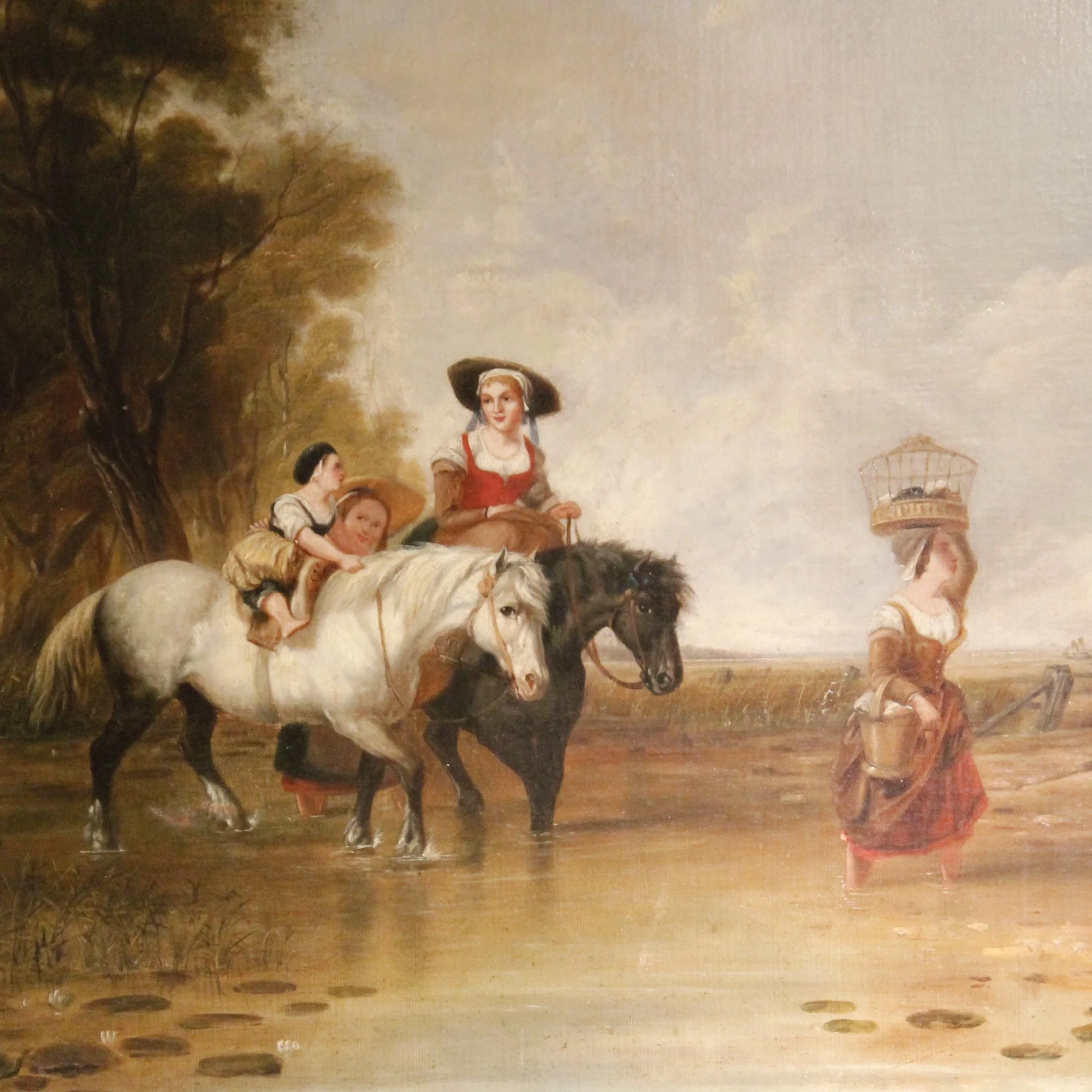 English Landscape Painting with Horses, after Callcott