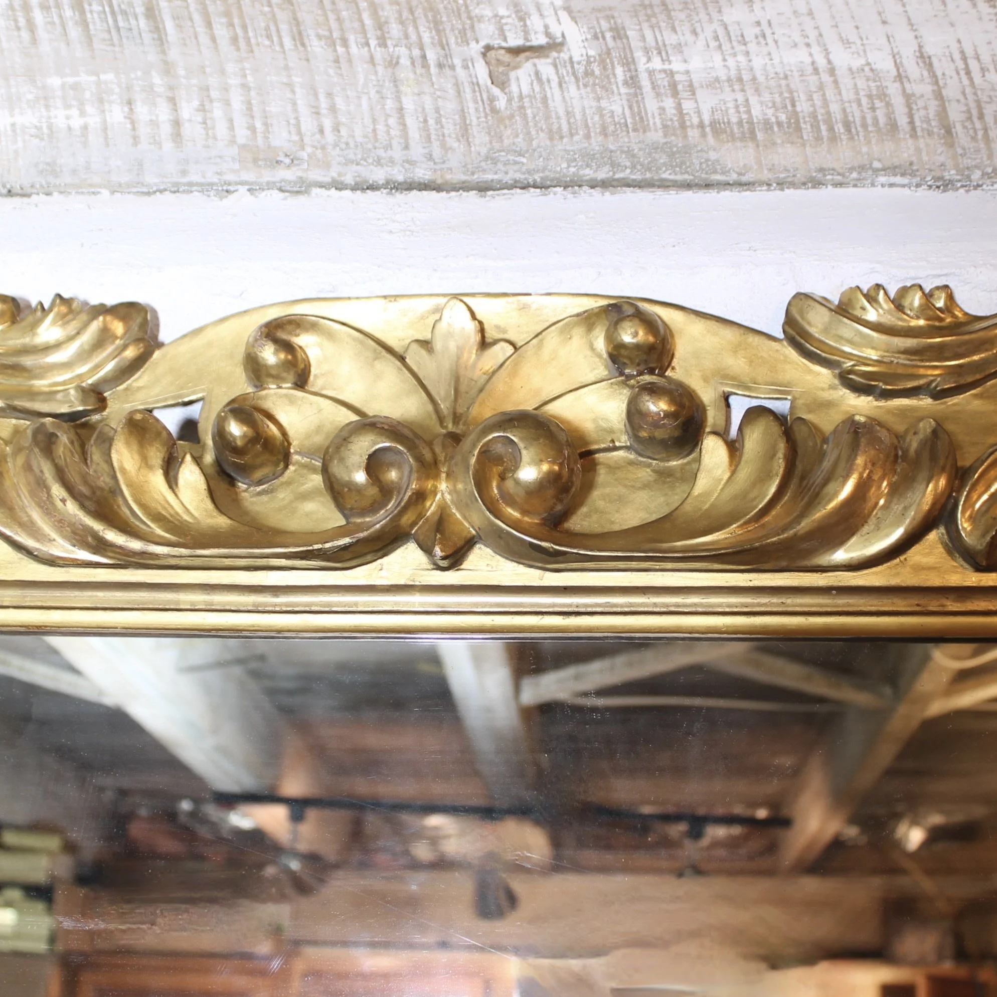 Large Gilt Large Gilt Wood Baroque Spanish Italian Mirror Baroque Mirror