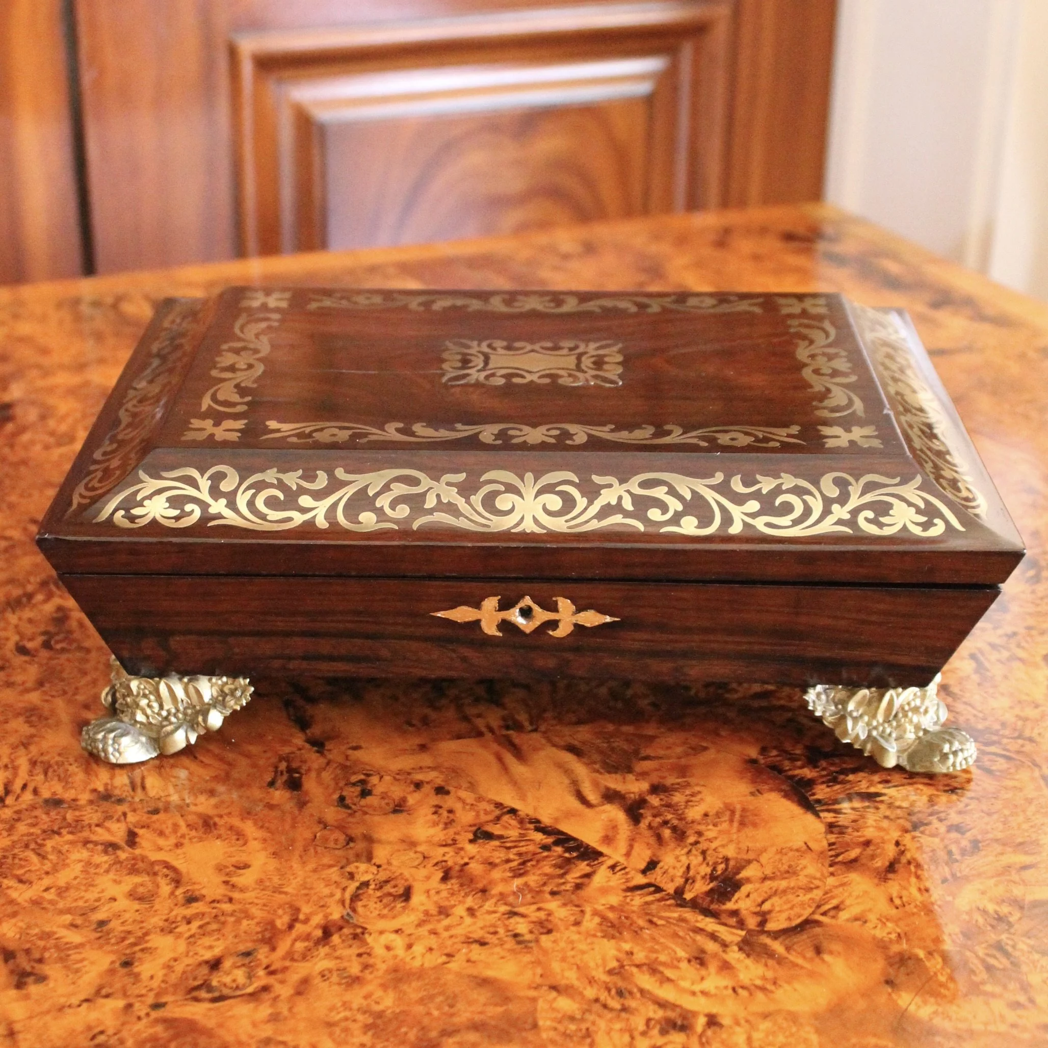 Regency Period Brass Inlaid Rosewood Box