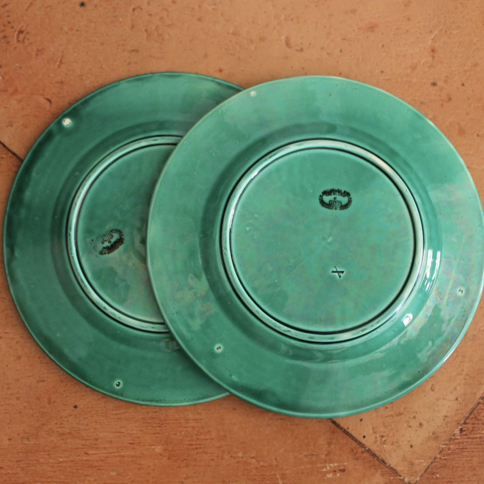 French Majolica Plates, Gien