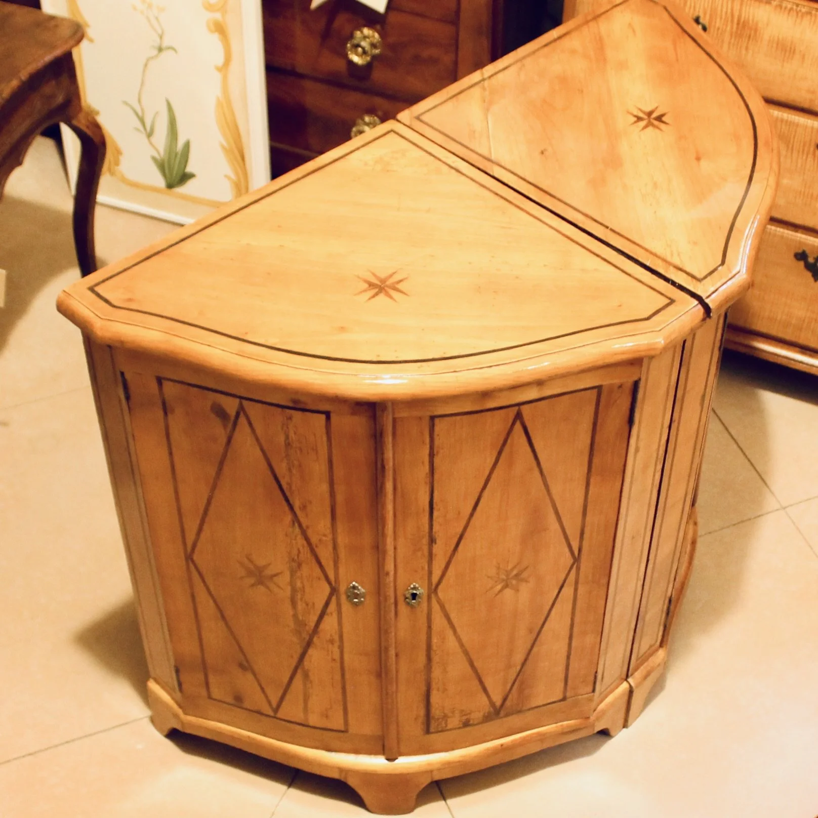 Pair of Directoire Biedermeier Corner Cabinets