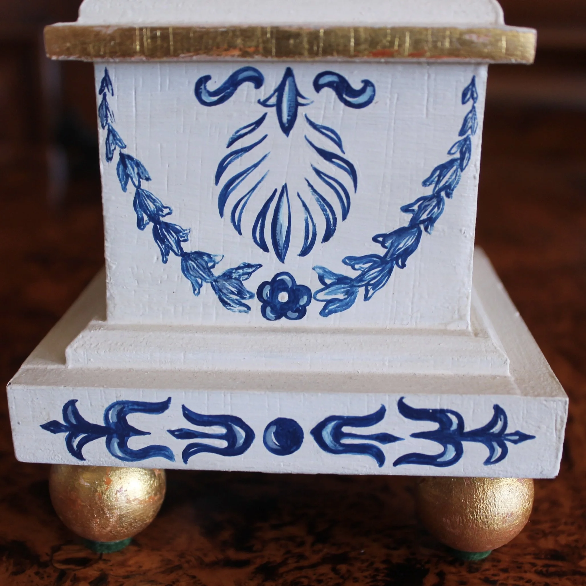 Pair Neoclassical Painted Gilt Lamps