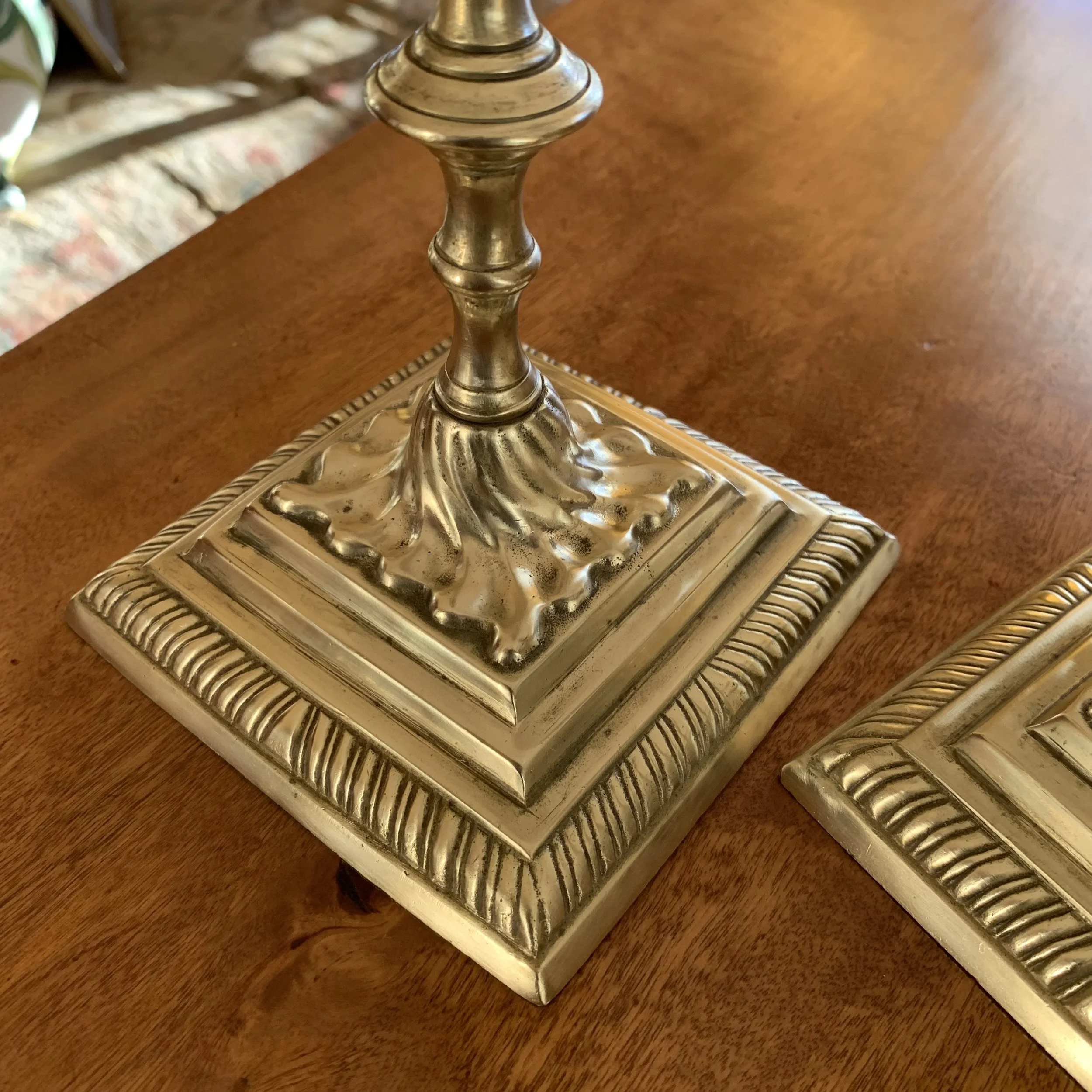 Pair Antique Georgian Brass Candlesticks