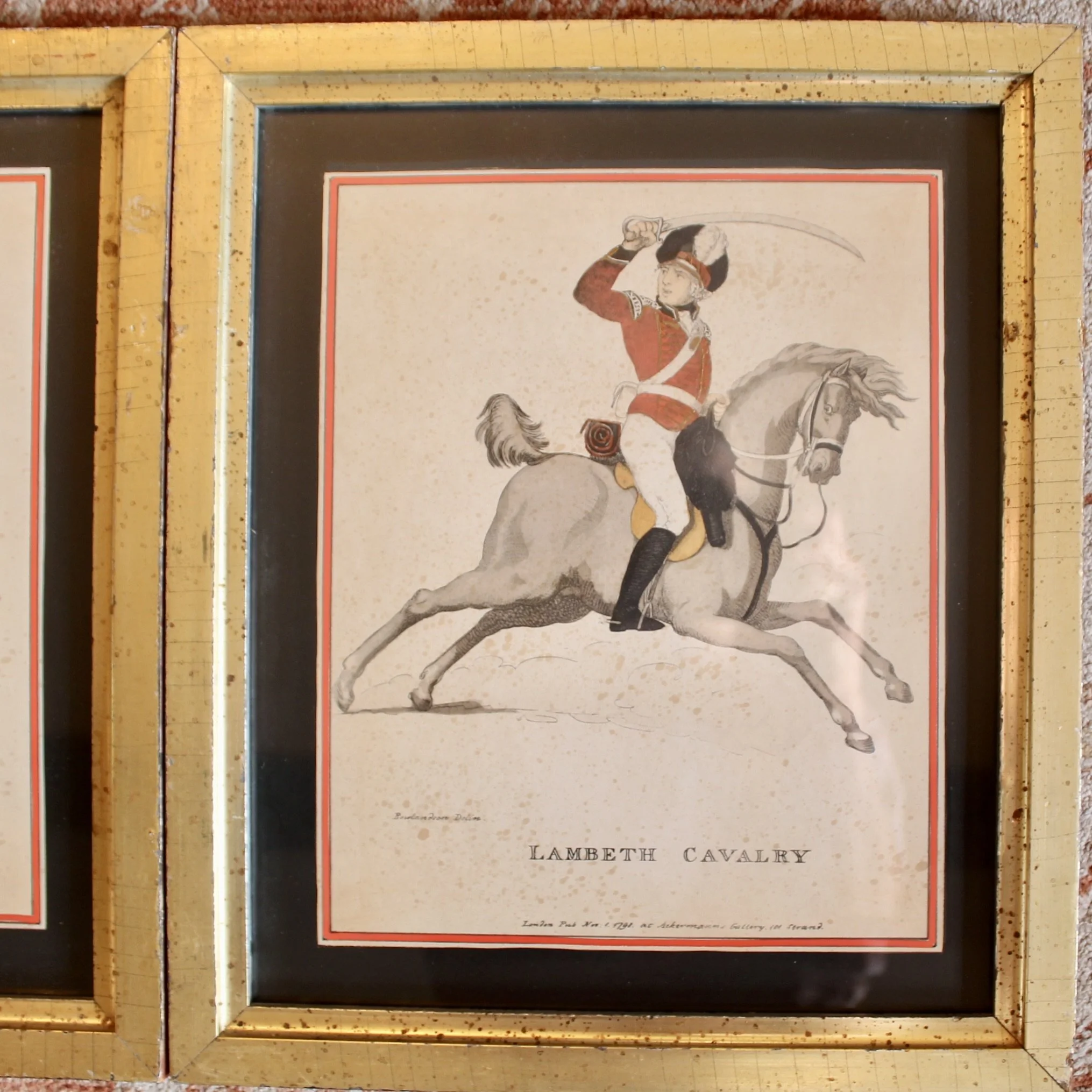 Set of Six Hand Colored Cavalry Prints by Thomas Rowlandson
