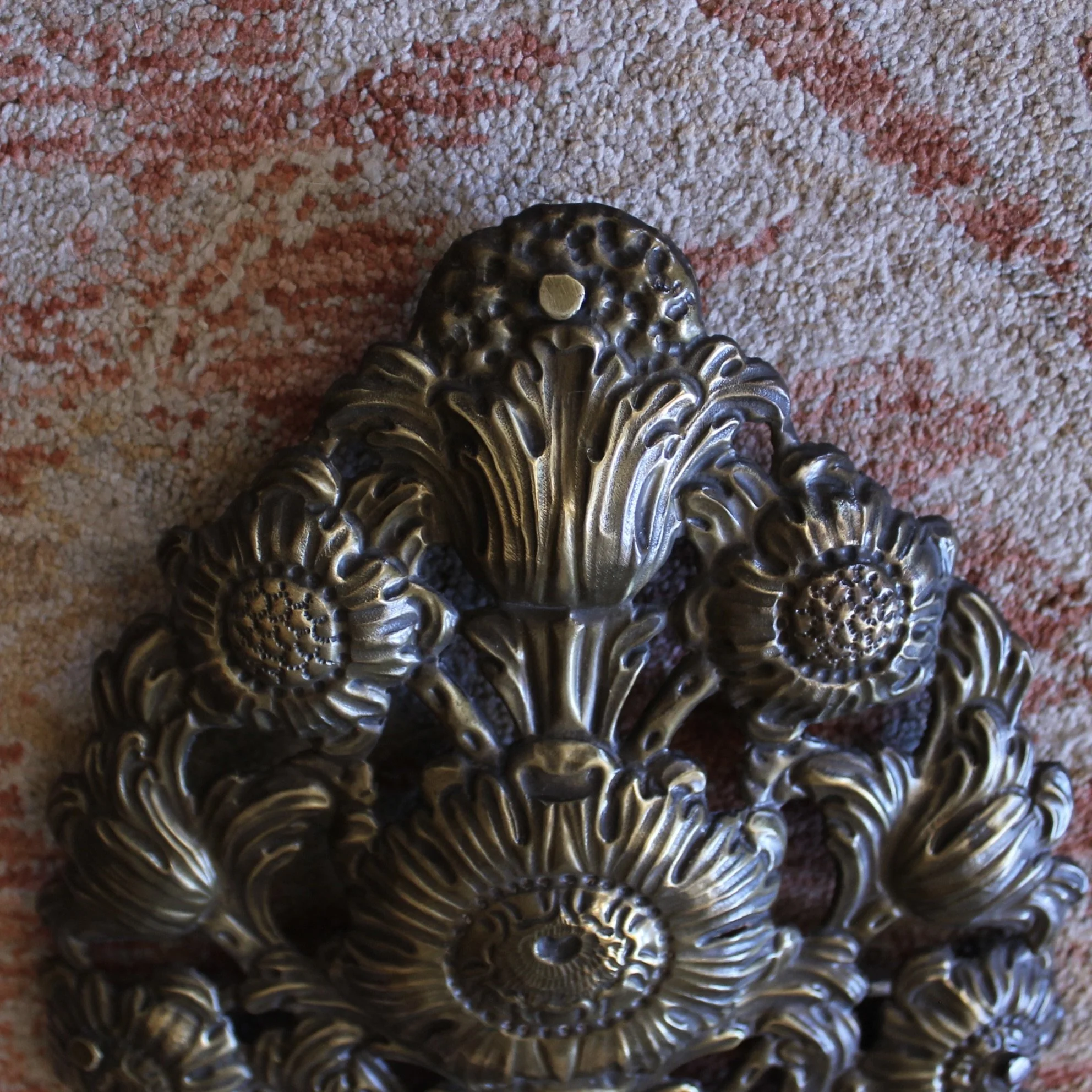 Pair Antique Brass Repoussé Sconces