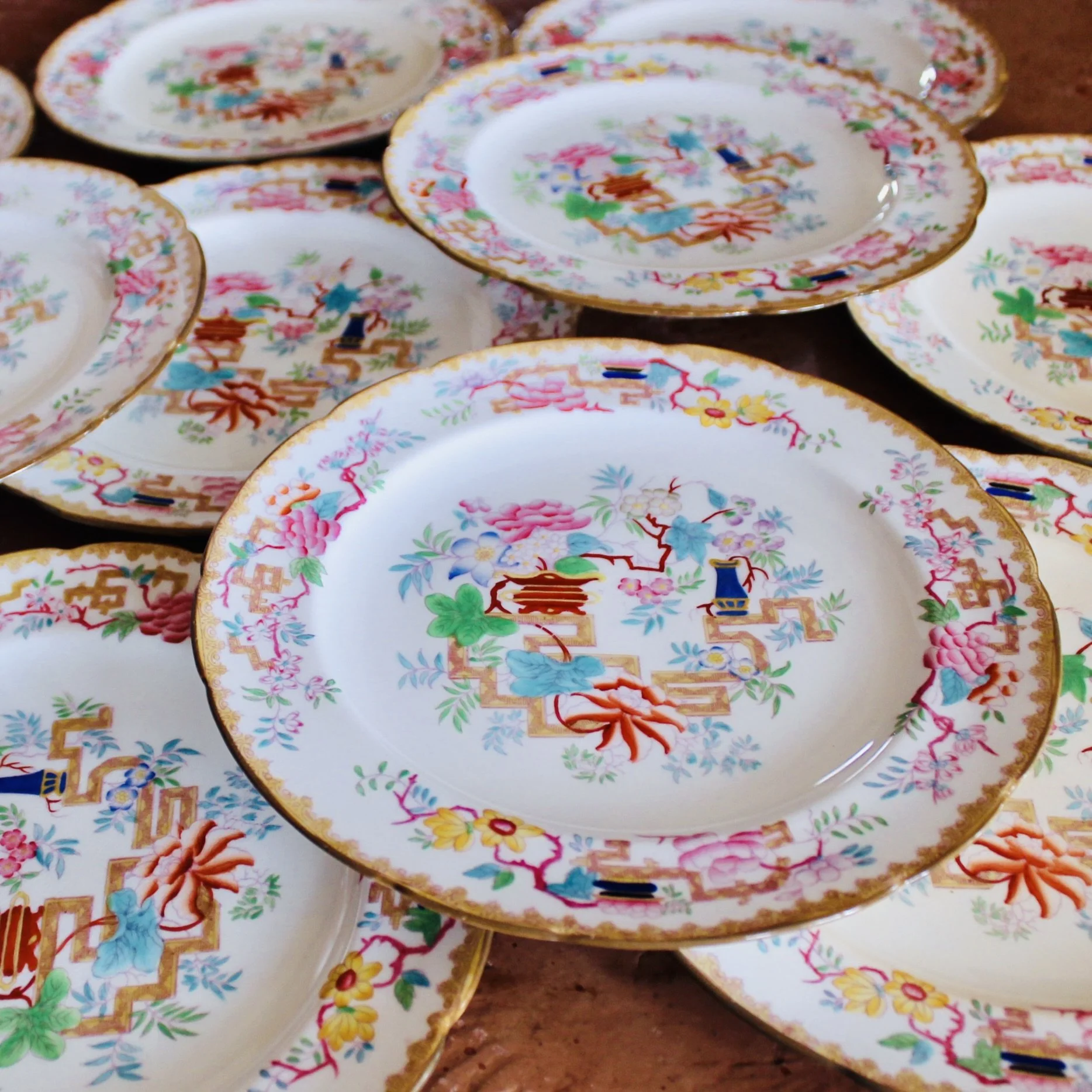 antique English ironstone China dinner set, Minton, Cauldon Ashworth