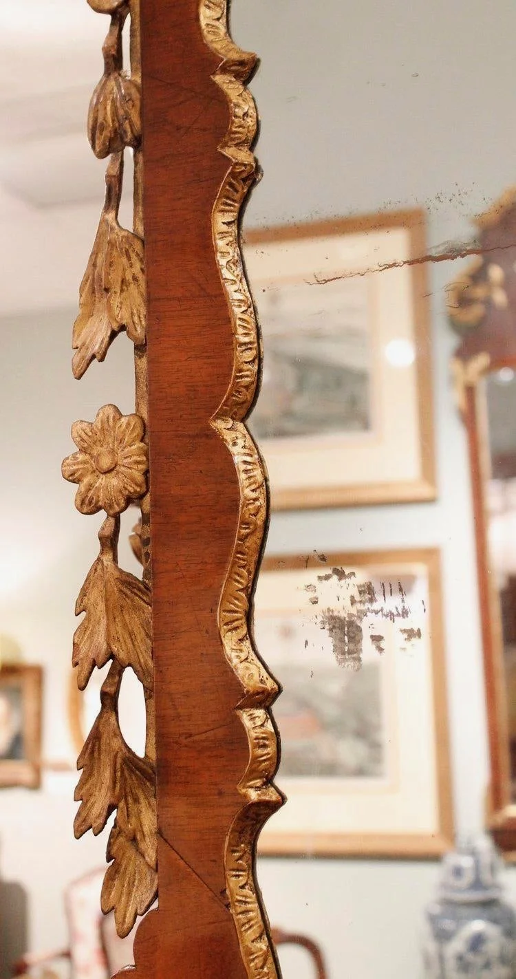 George II Style Walnut And Parcel Gilt Mirror With HoHo Bird Crest (6).