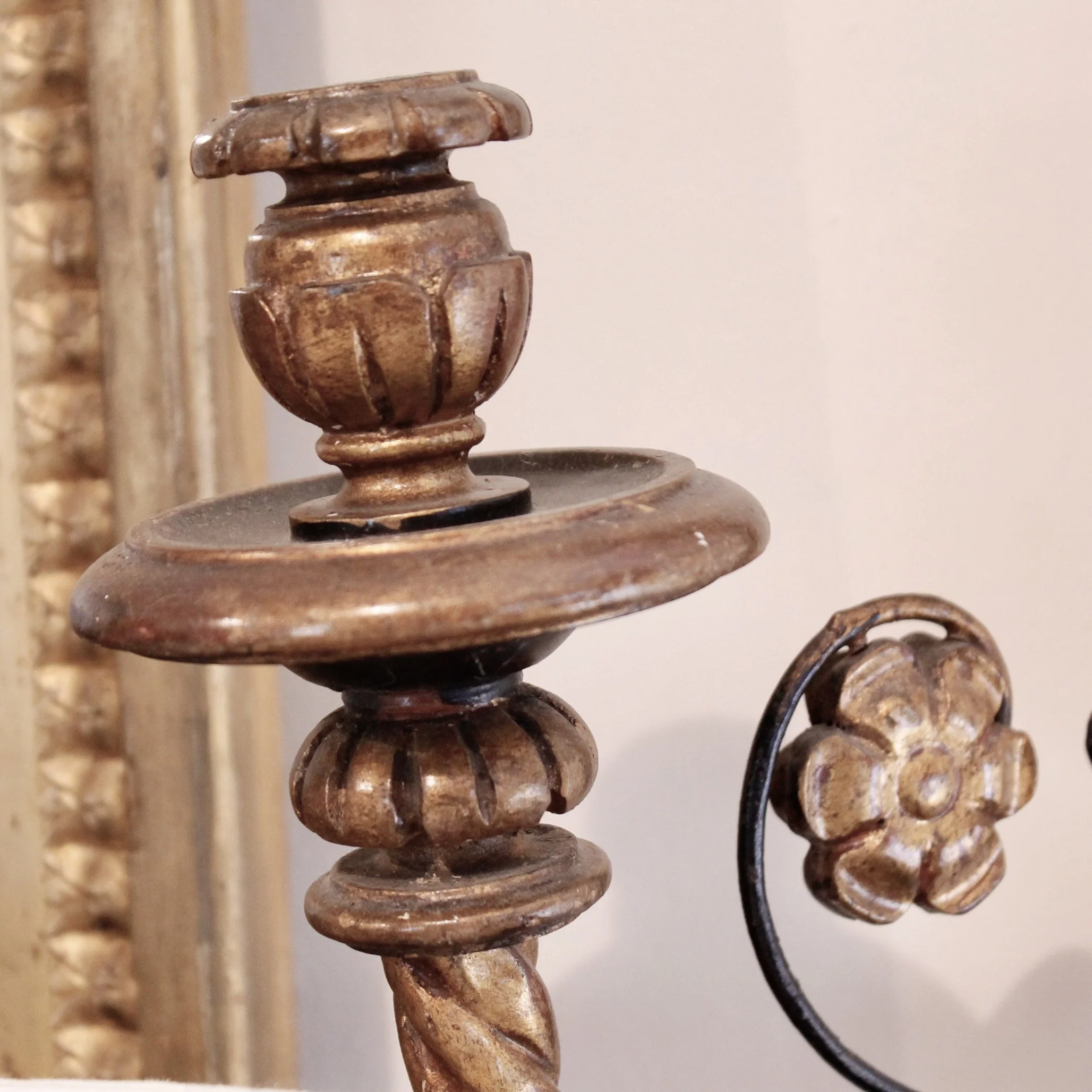 neoclassical eagle carved and gilt sconces pair