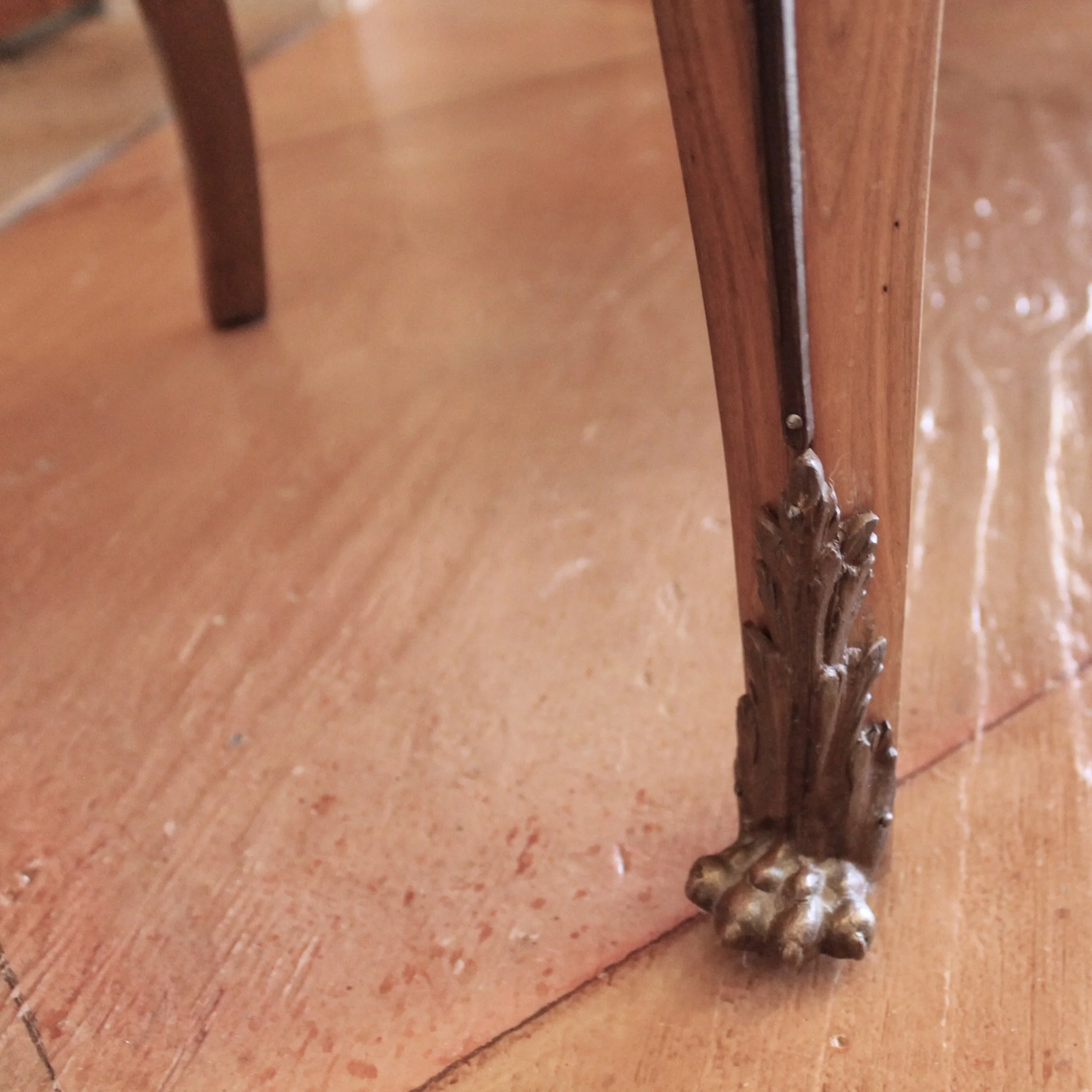 French Transitional Marquetry Commode With Marble Top