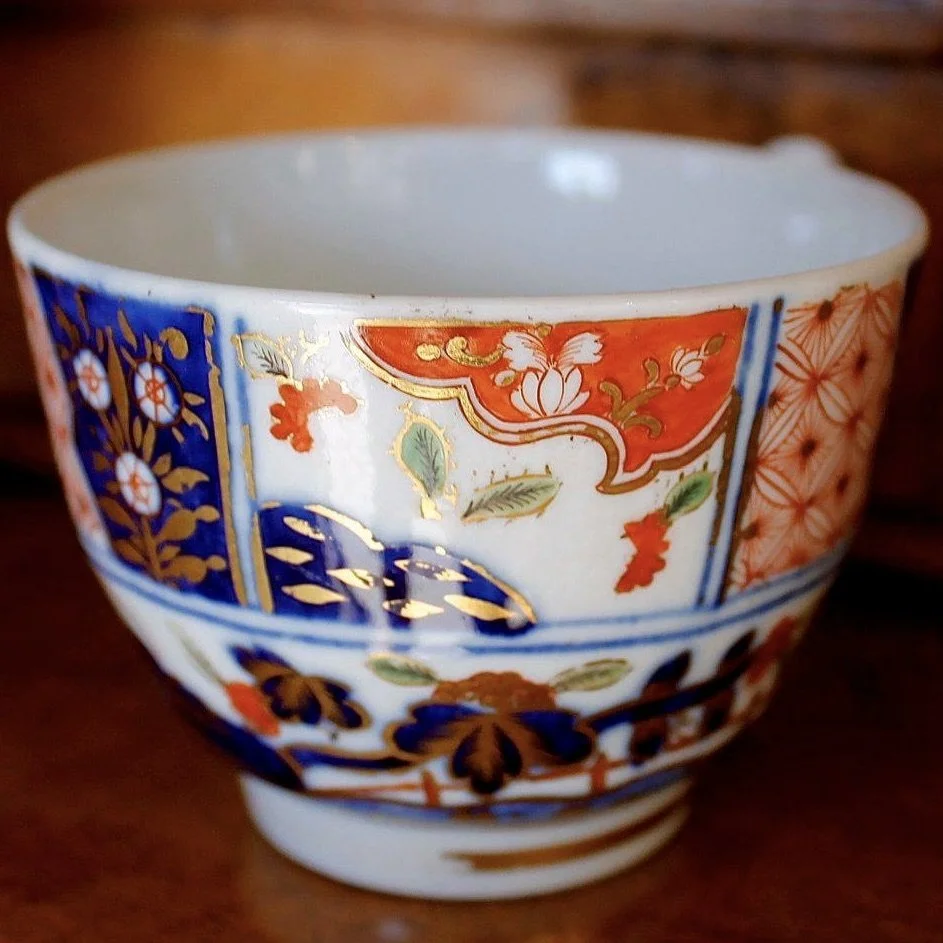 “Rock and Tree” Money Pattern Pattern English Imari Porcelain Tea Cup and Saucer