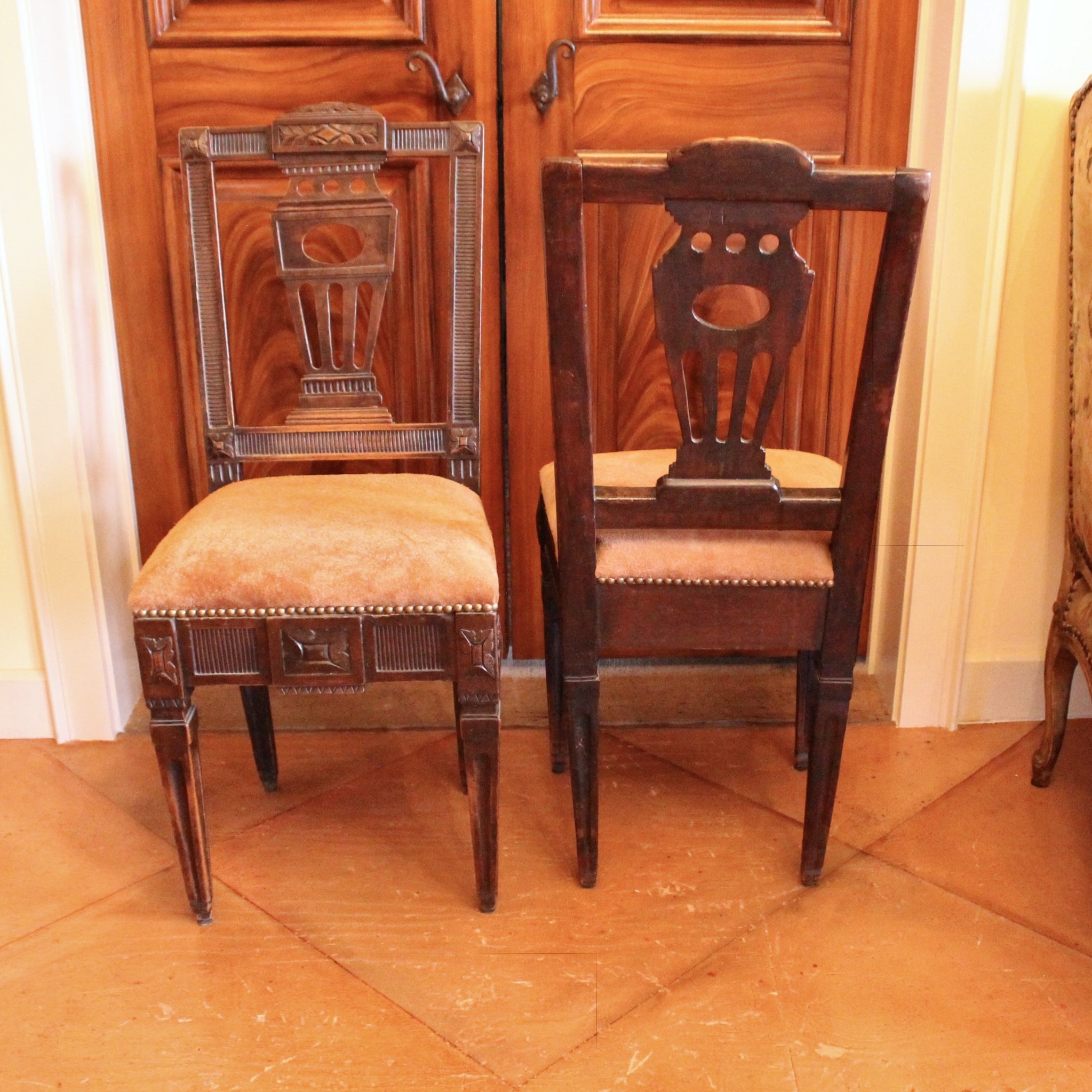 Pair of Swedish Neoclassical Gustavian Hall Chairs