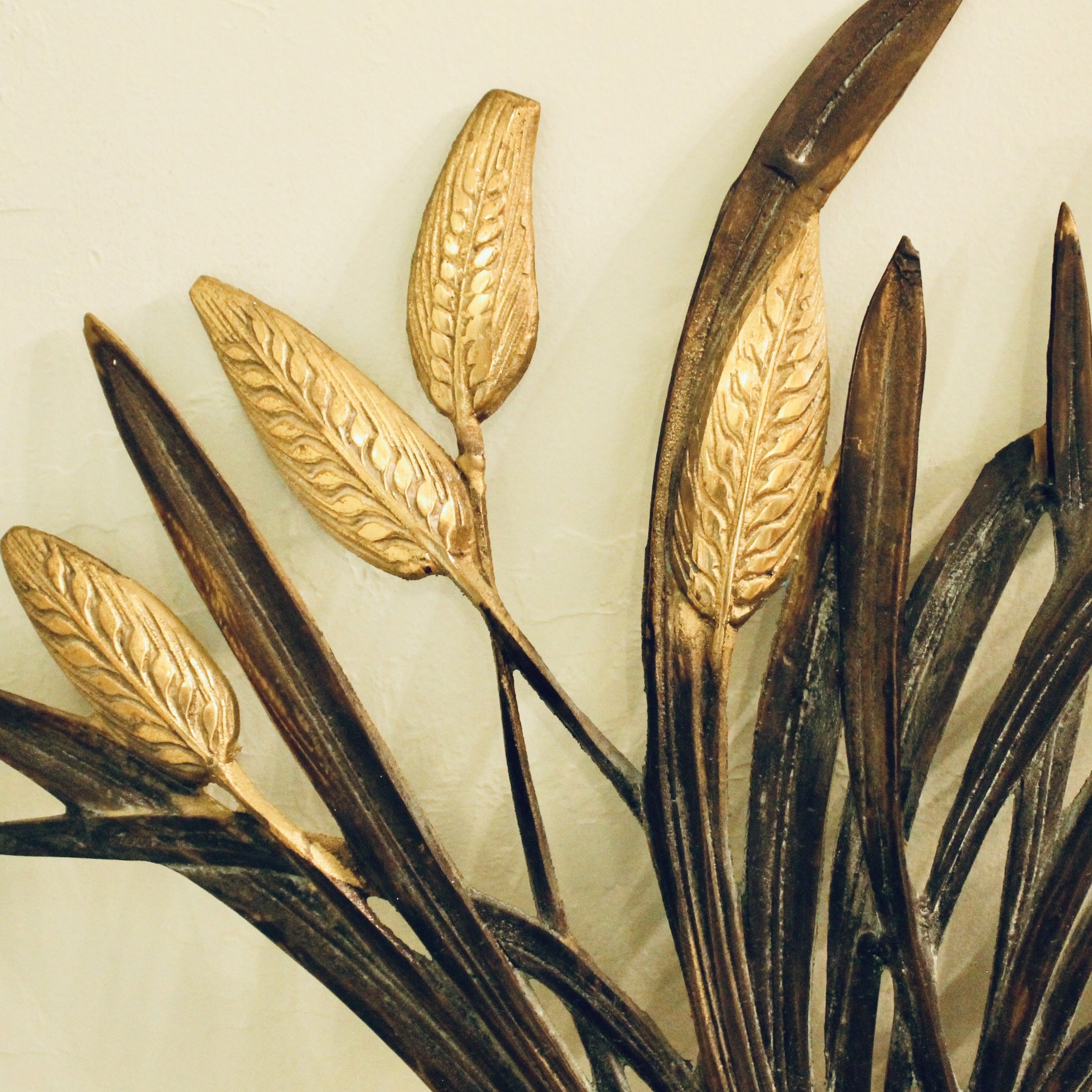 Brass Wheat Motif Wall Ornament