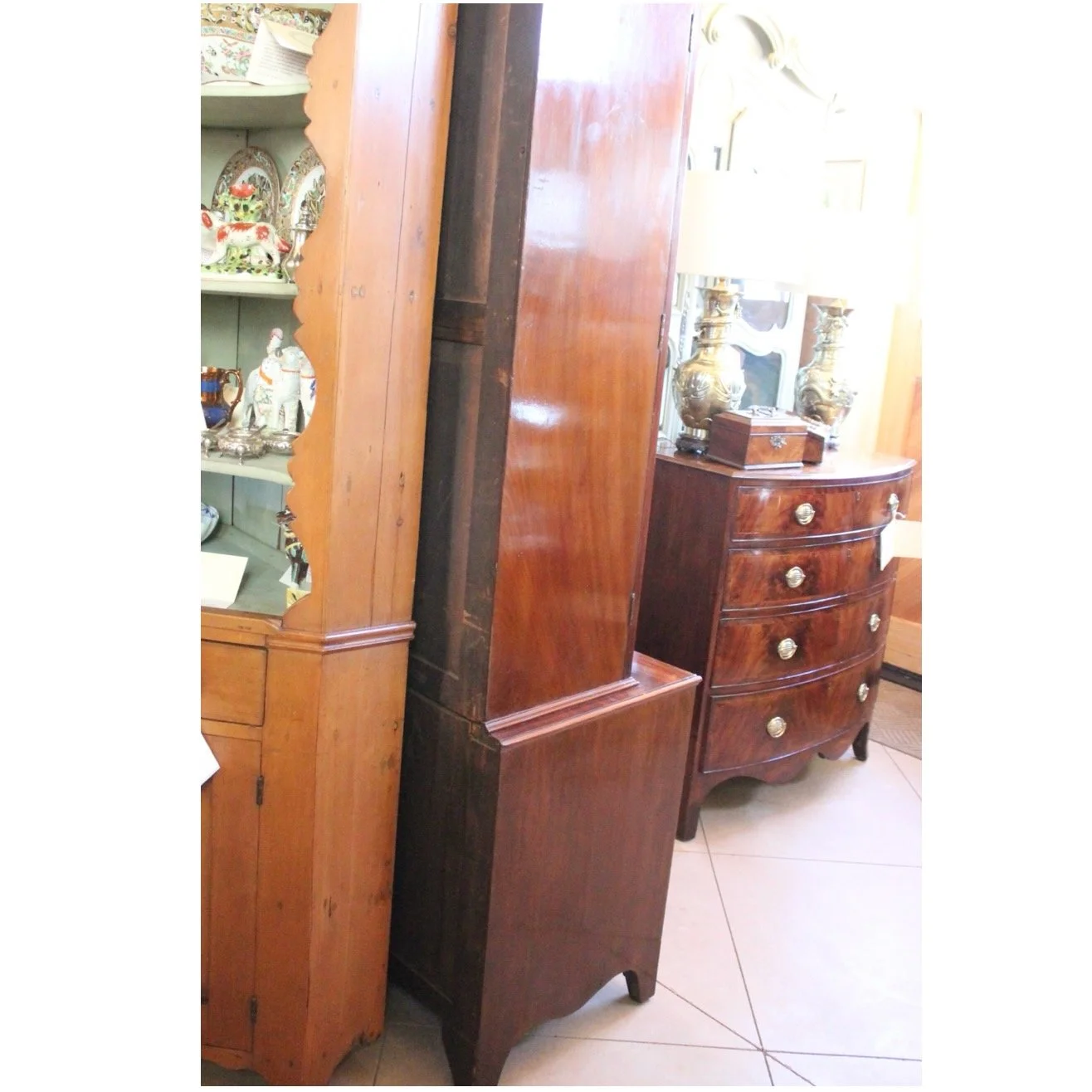 antique-Georgian-Figured-Mahogany-Glass-Front-Bookcase (14)-side