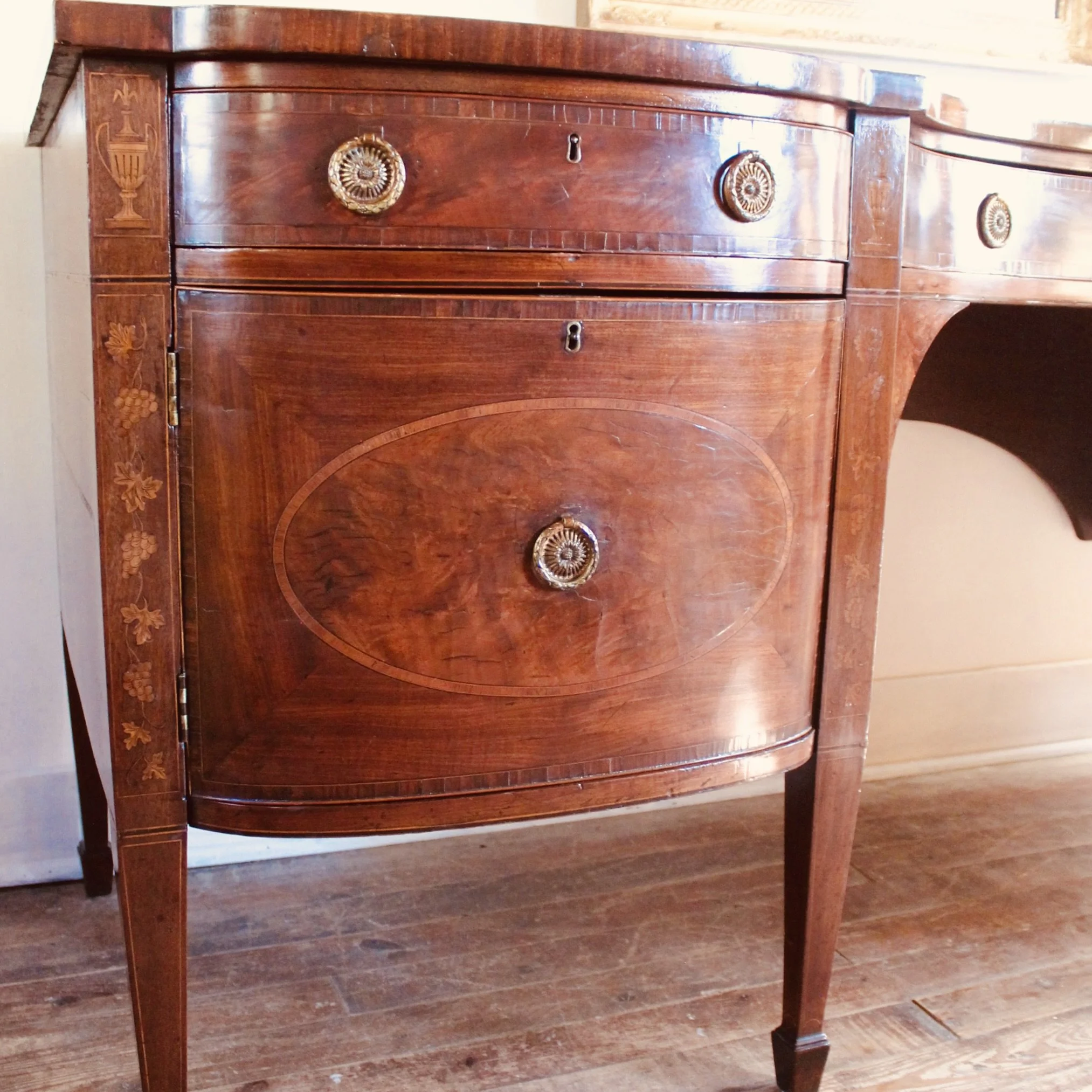 Large Georgian George III Inlaid Mahogany Sideboard